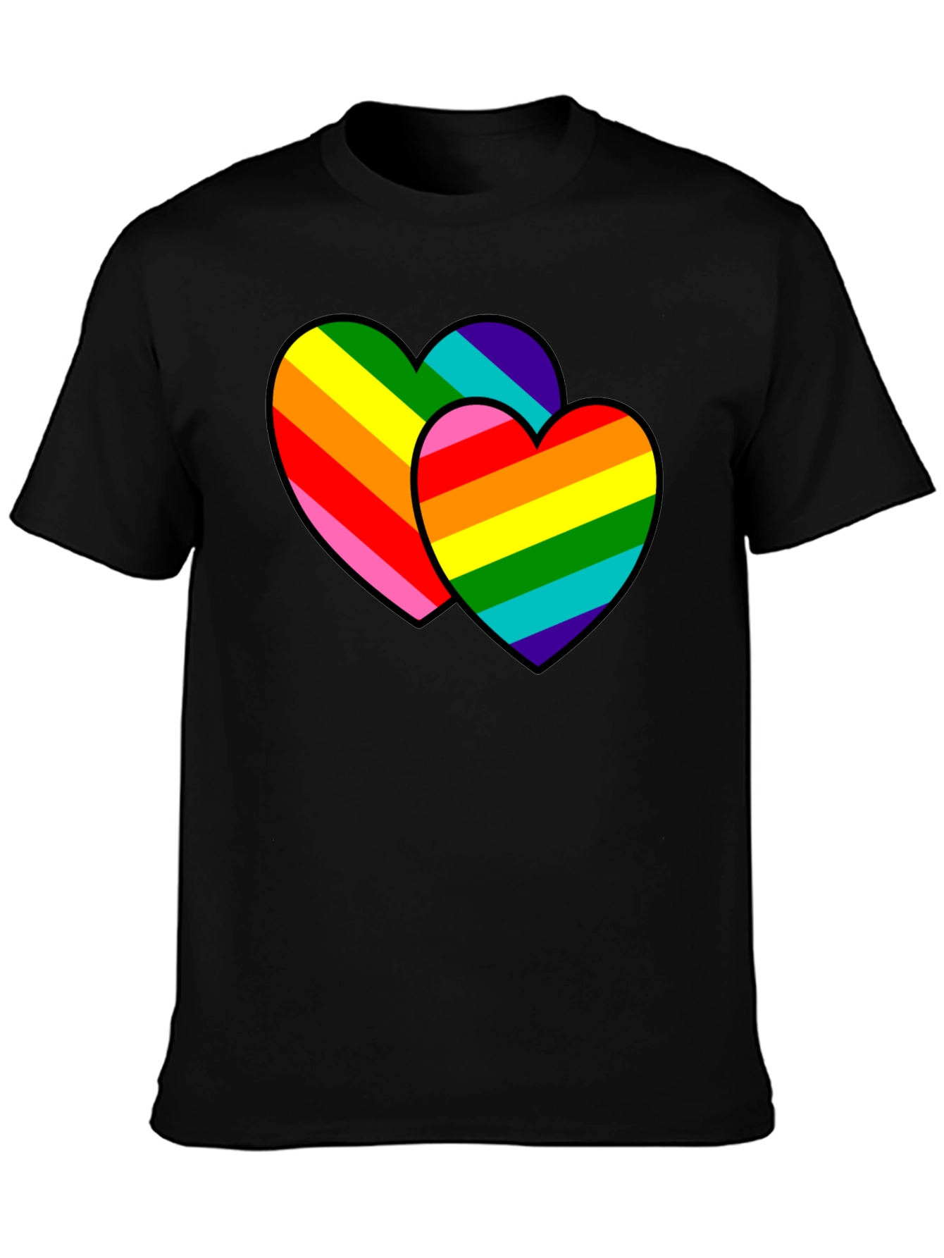 Black Rainbow Hearts Graphic Tee - Pride Love view 3