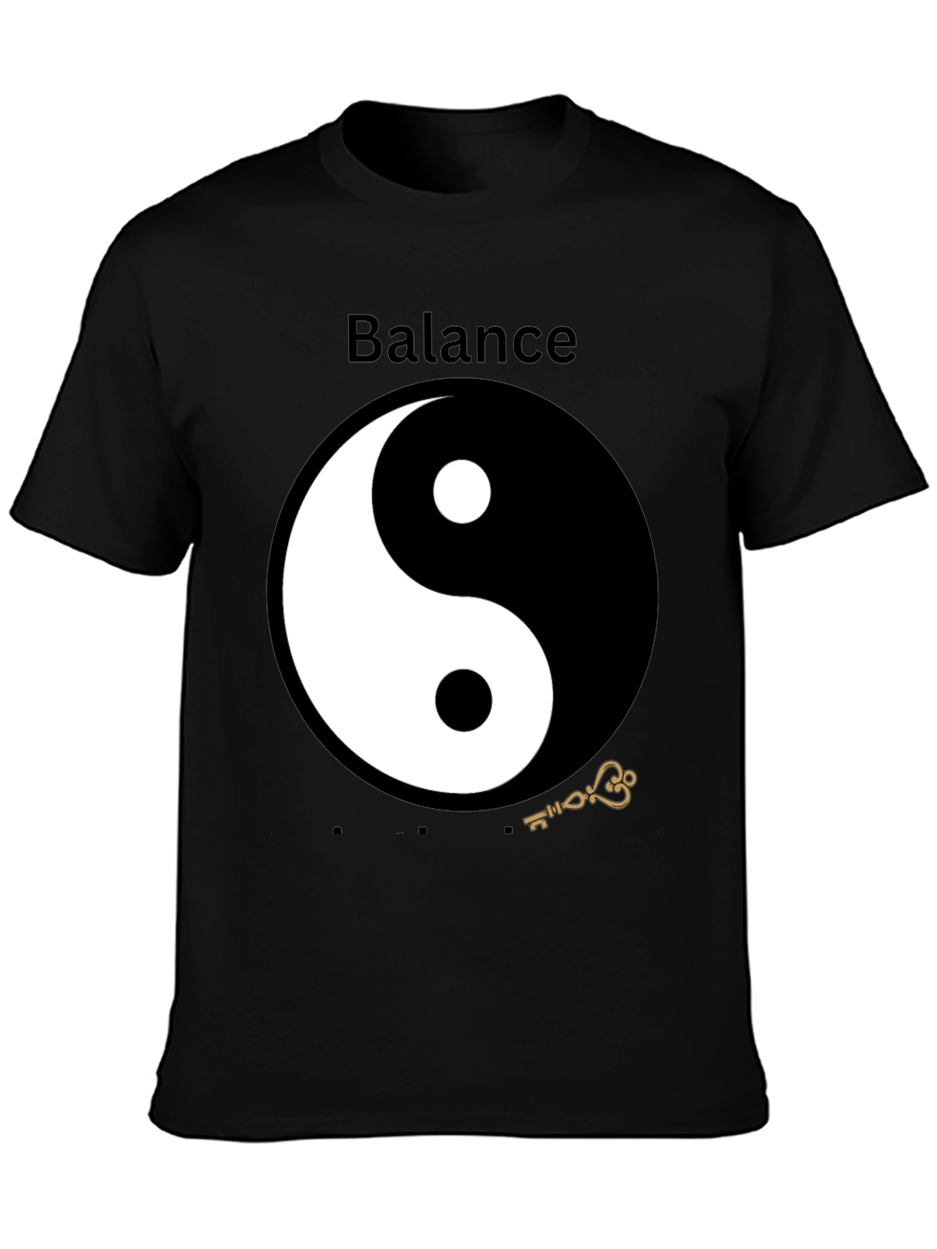 Black Yin Yang Balance Graphic Tee - Black T-Shirt view 3