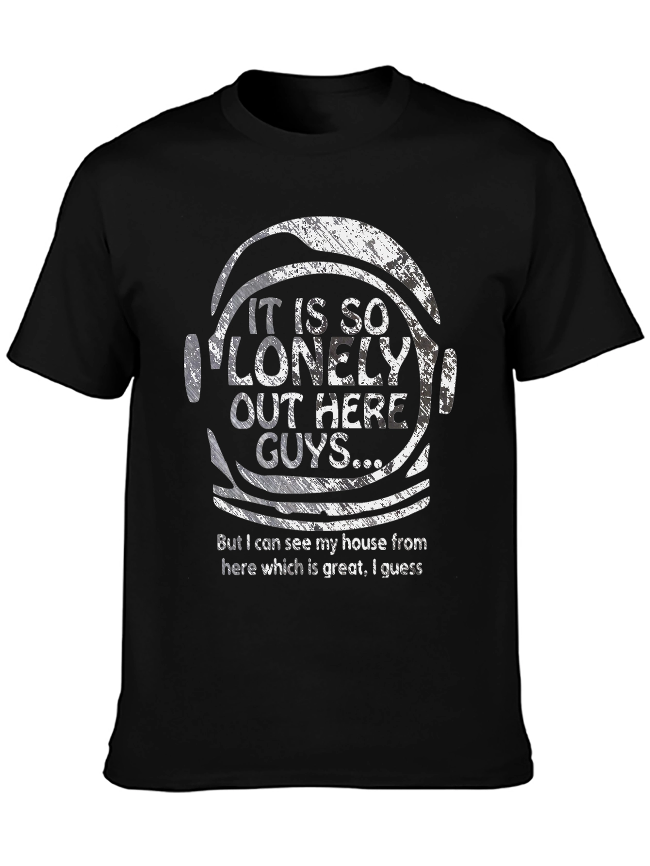 Black Lonely Out Here Astronaut T-Shirt view 3