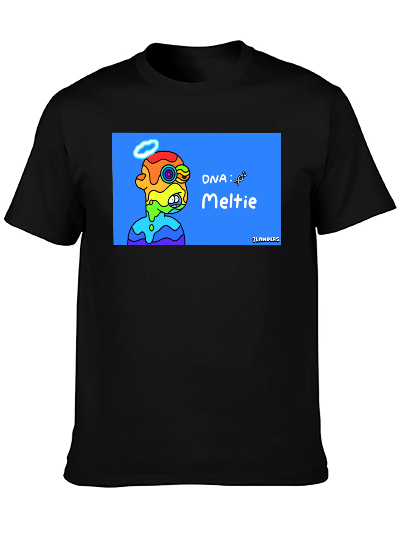 Black Melting Rainbow Character Graphic Tee - Cool Unique Design view 3