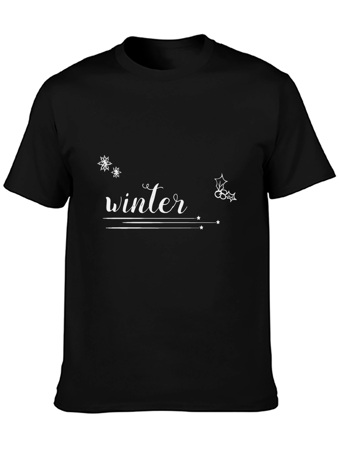 Black Winter Graphic Print Black T-Shirt view 3