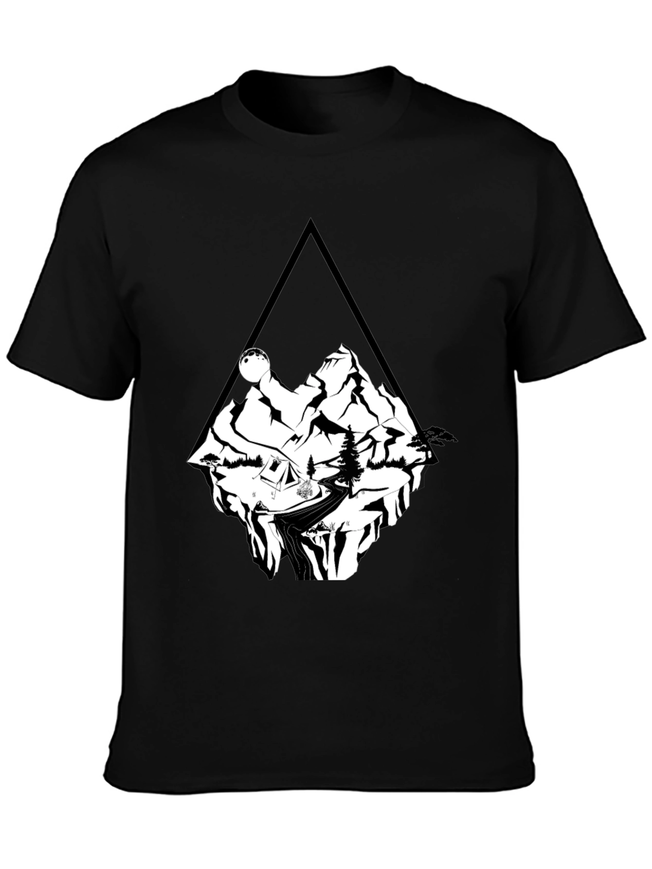 Black Mountain Adventure T-Shirt - Black Cotton Tee view 3