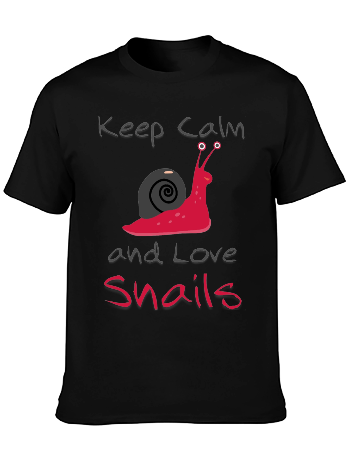 Black Keep Calm and Love Snails Black T-Shirt view 3