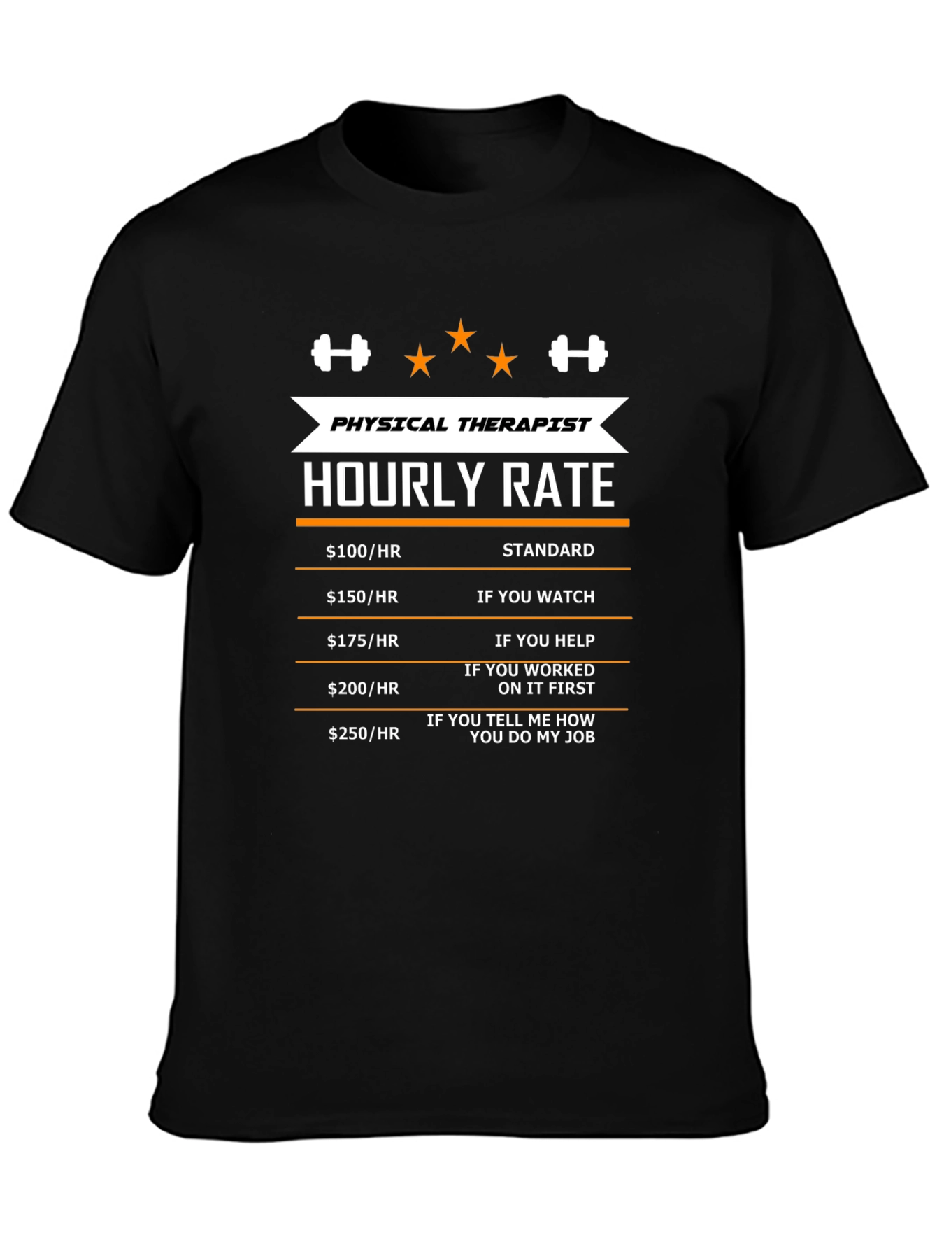 Black Physical Therapist Hourly Rate Black T-Shirt view 3