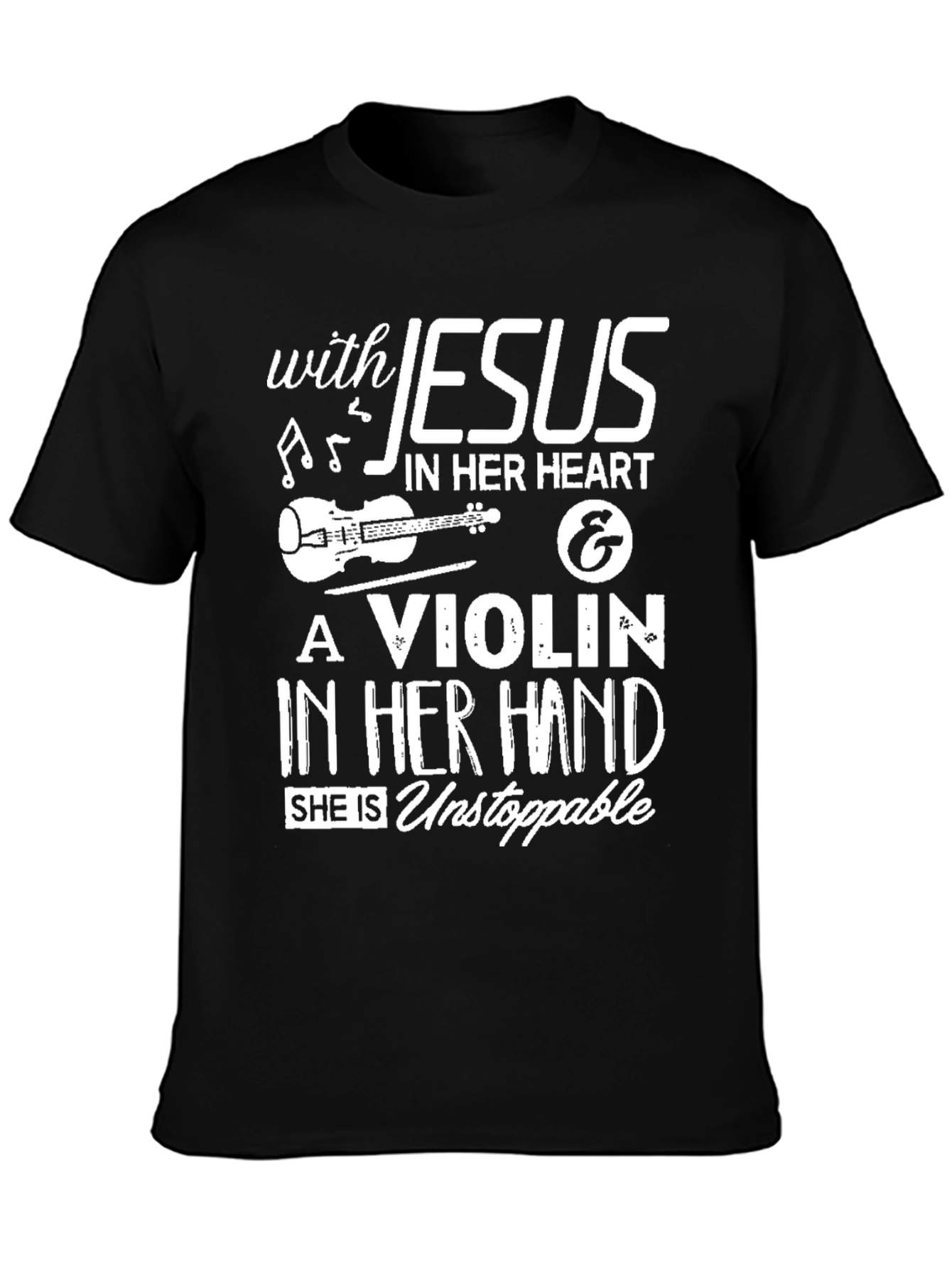 Black Jesus Violinist Black T-Shirt view 3