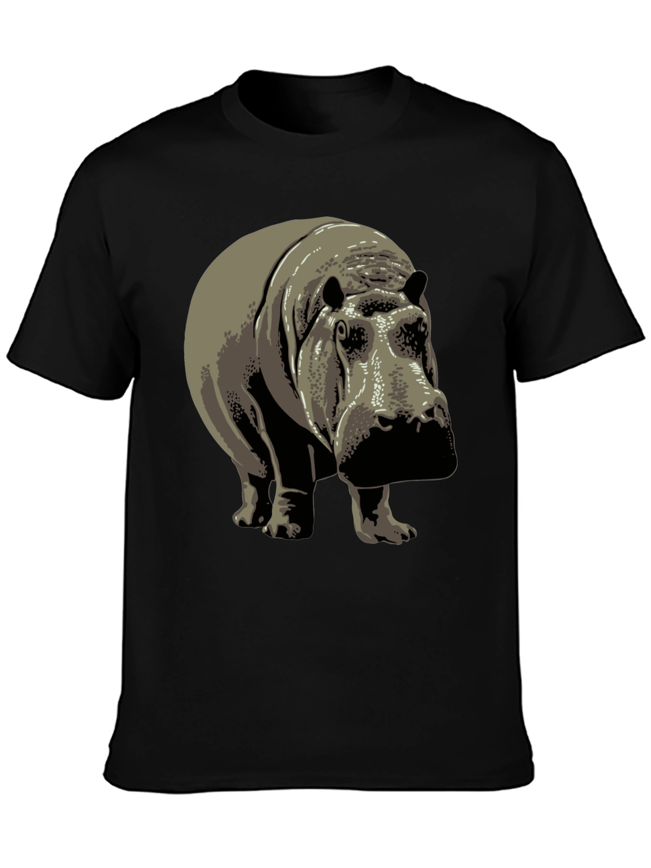 Black Hippo Graphic Tee - Black Cotton T-Shirt view 3