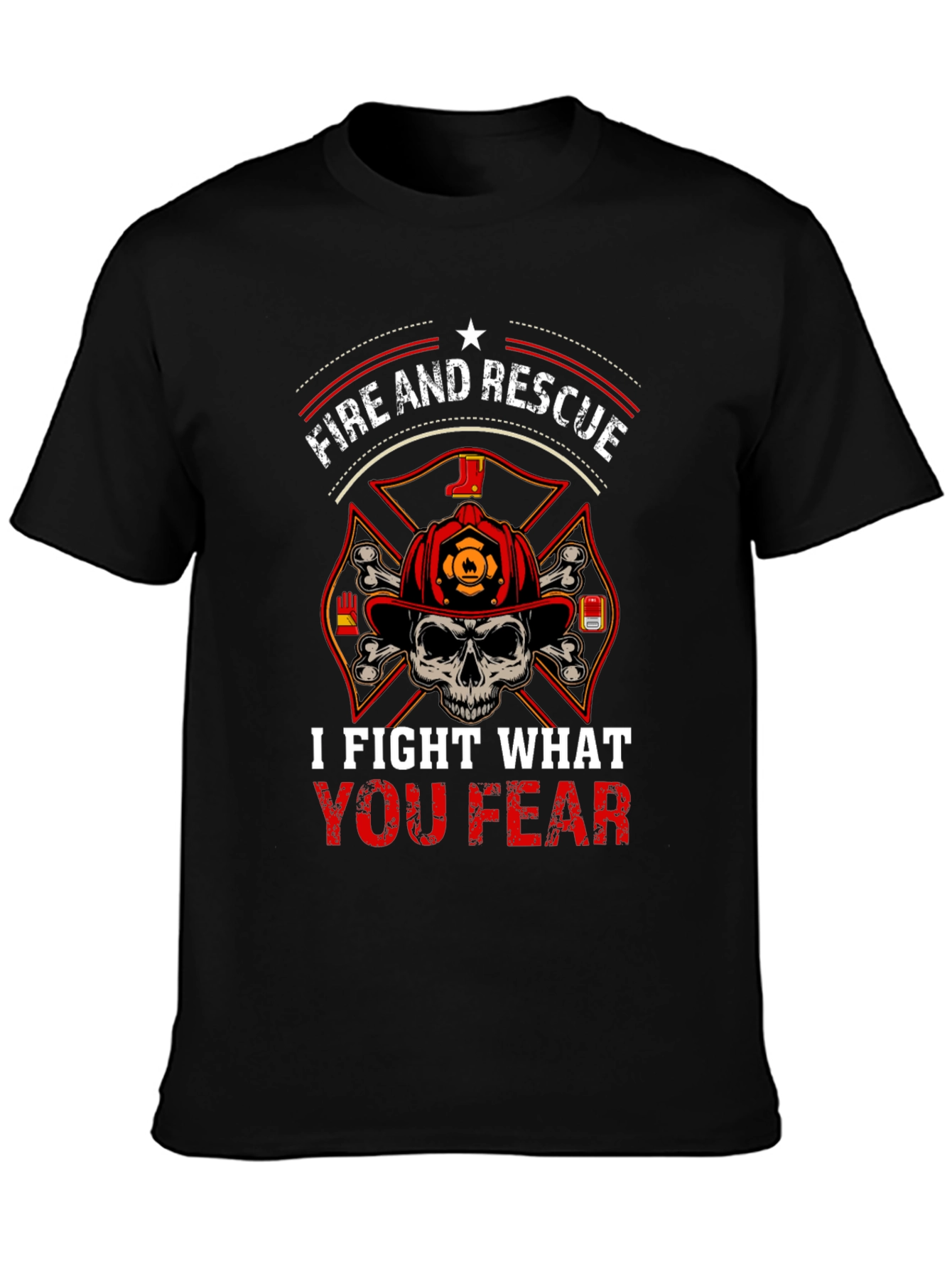 Black Fire and Rescue T-Shirt - I Fight What You Fear view 3