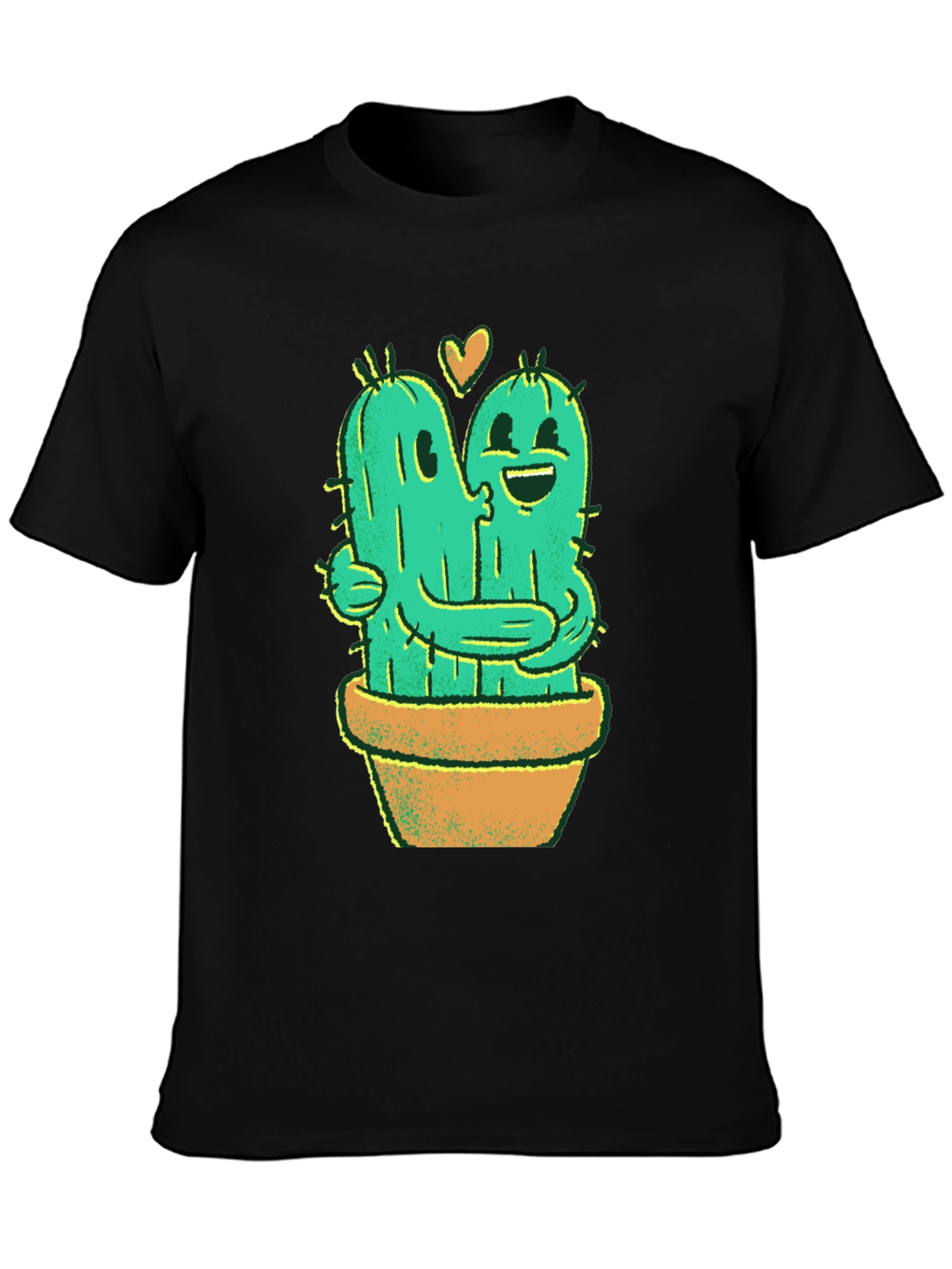 Black Cactus Love T-Shirt - Hugging Cactus Design view 3