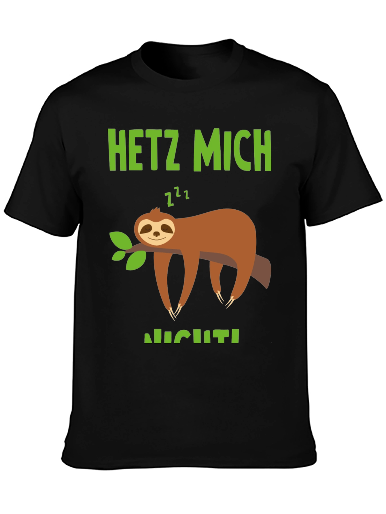Black Relaxed Sloth Graphic Tee - Hetz Mich Nicht view 3