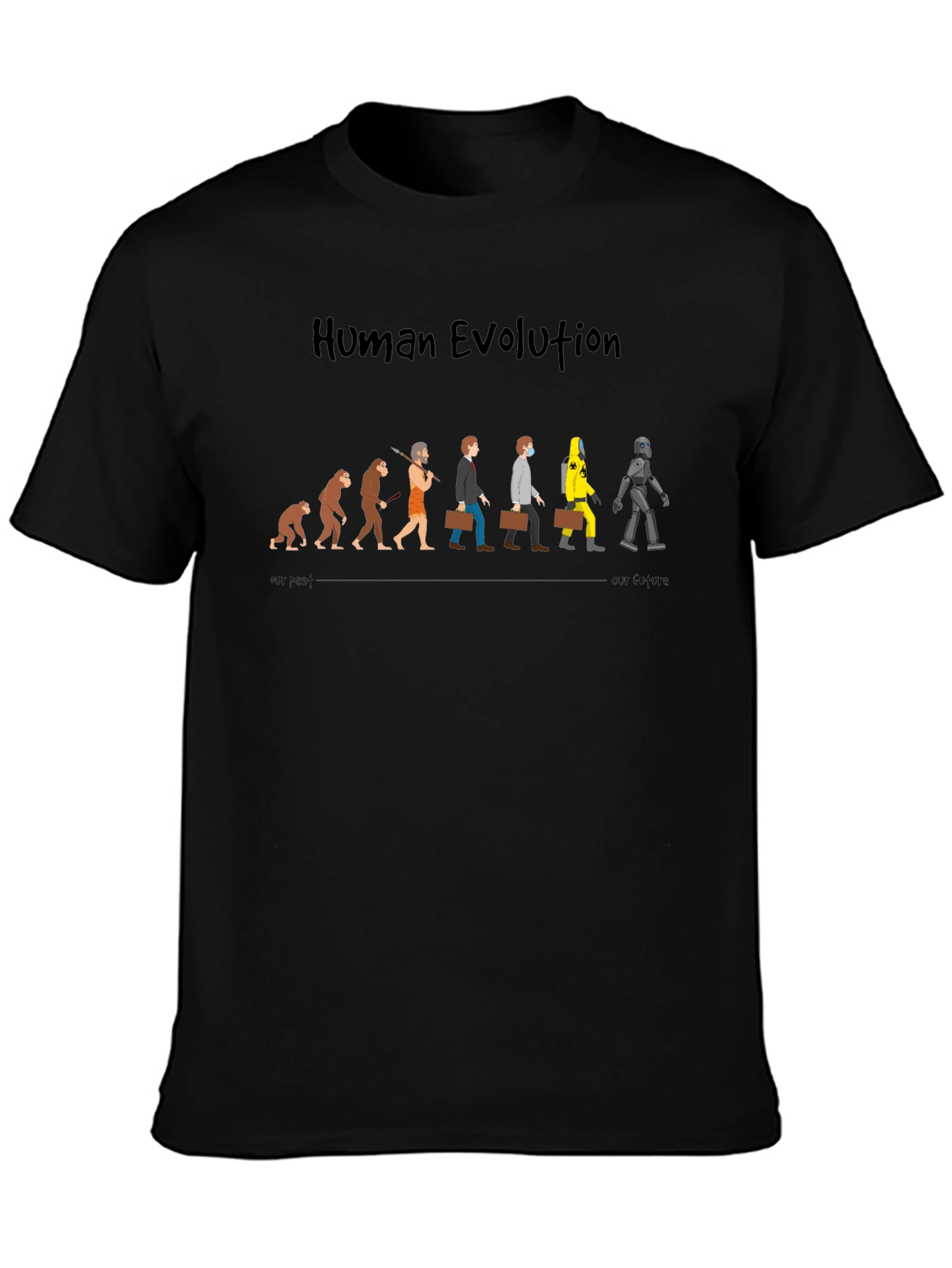 Black Human Evolution Funny Graphic T-Shirt view 3