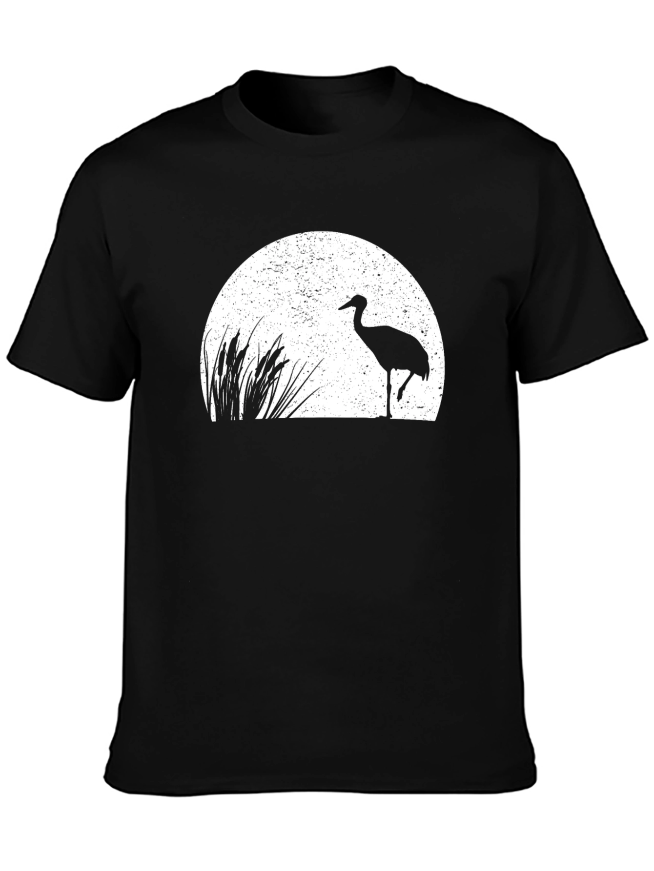 Black Crane Silhouette Graphic Tee - Black view 3