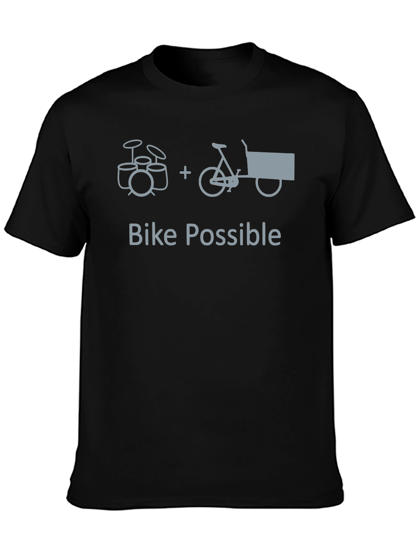 Black Drum Kit + Bike = Bike Possible Graphic Tee view 3