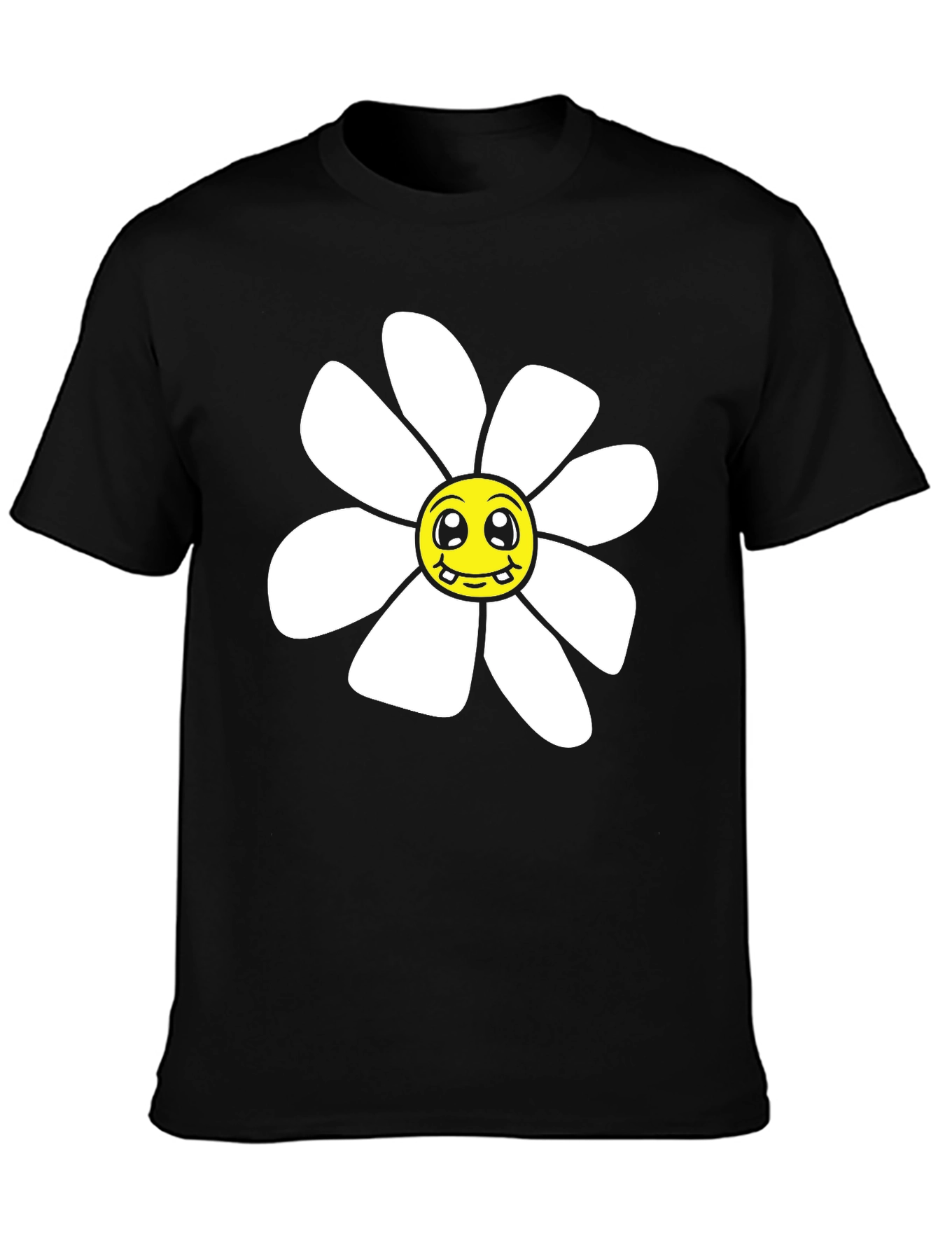 Black Daisy Graphic T-Shirt - Black Cotton Blend view 3