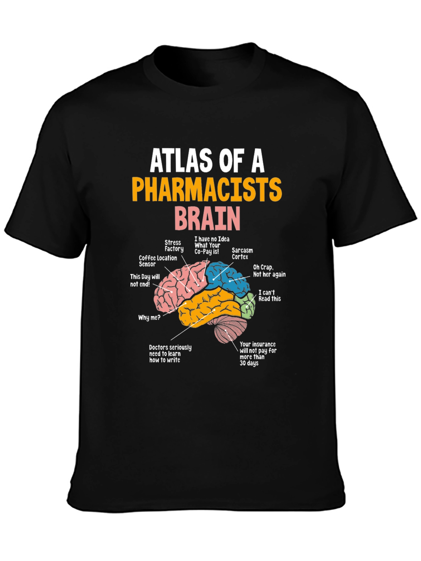 Black Pharmacist Brain Atlas Graphic Tee - Funny Gift view 3