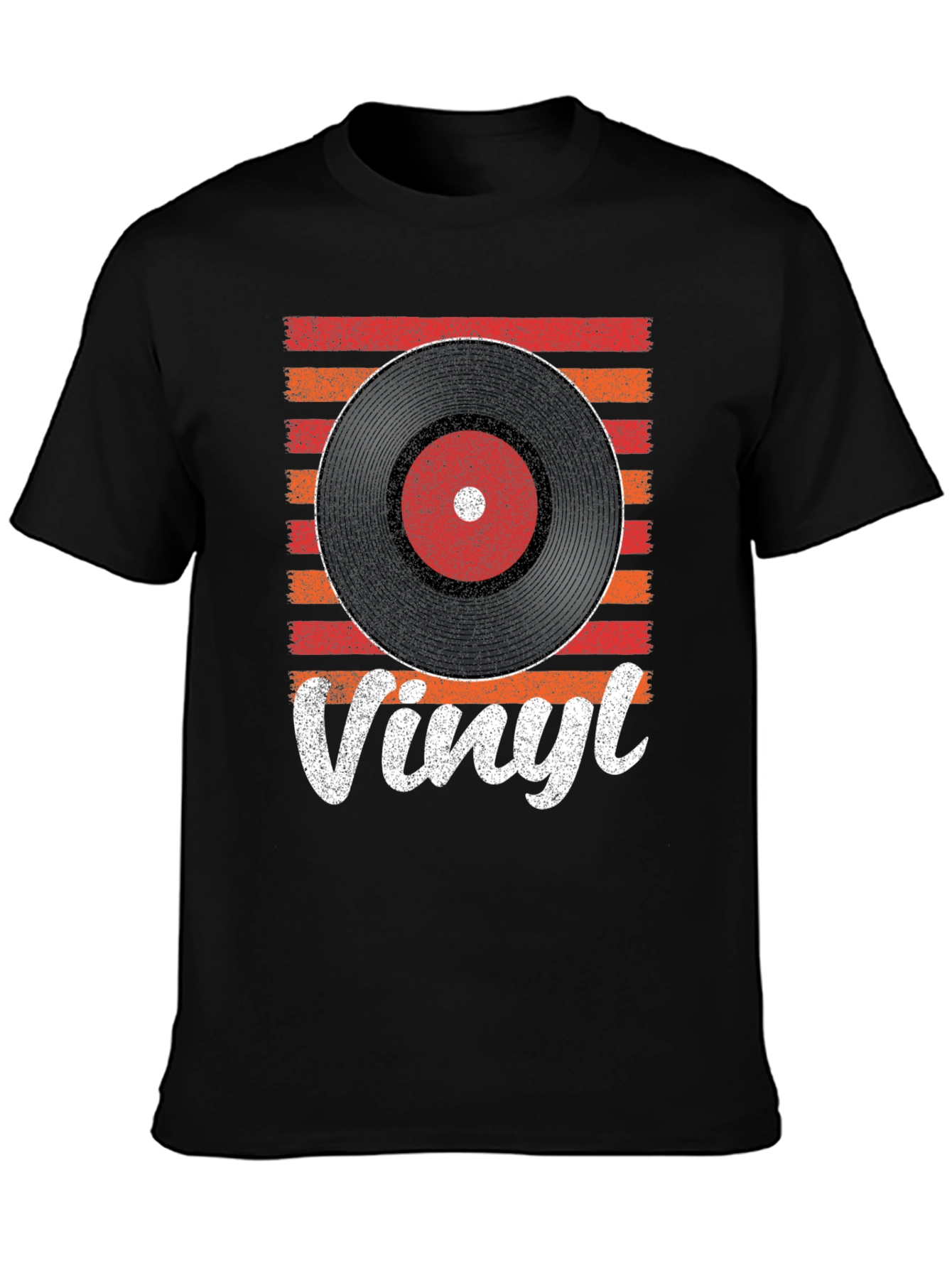 Black Vintage Vinyl Record Graphic Tee - Retro Music Lover Shirt view 3