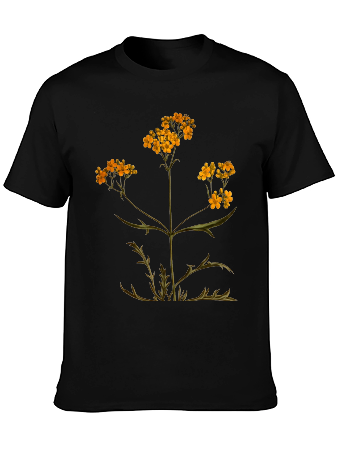 Black Botanical Graphic T-Shirt - Black Cotton Tee view 3
