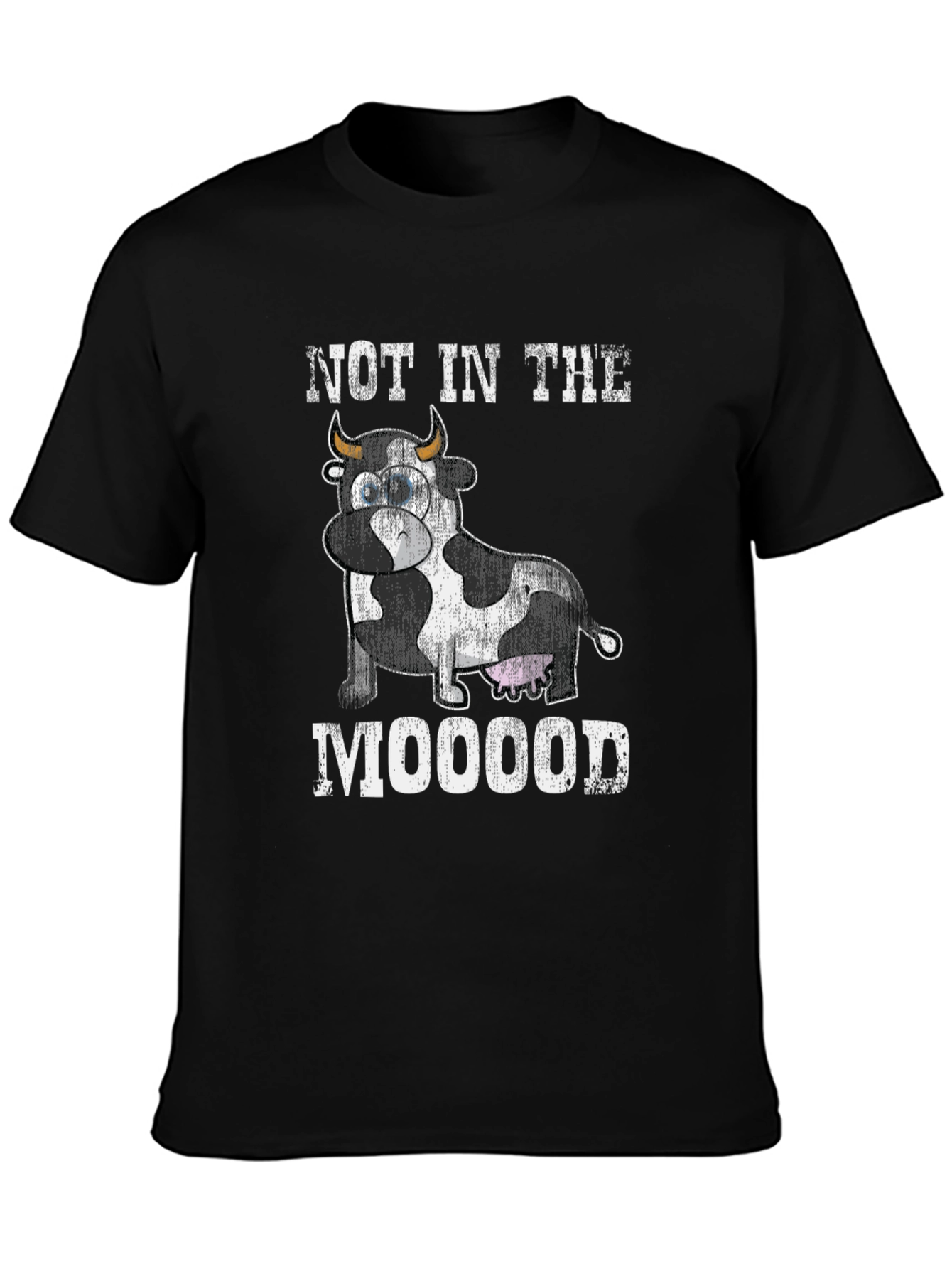 Black Not In The Mooood Cow Graphic Tee view 3