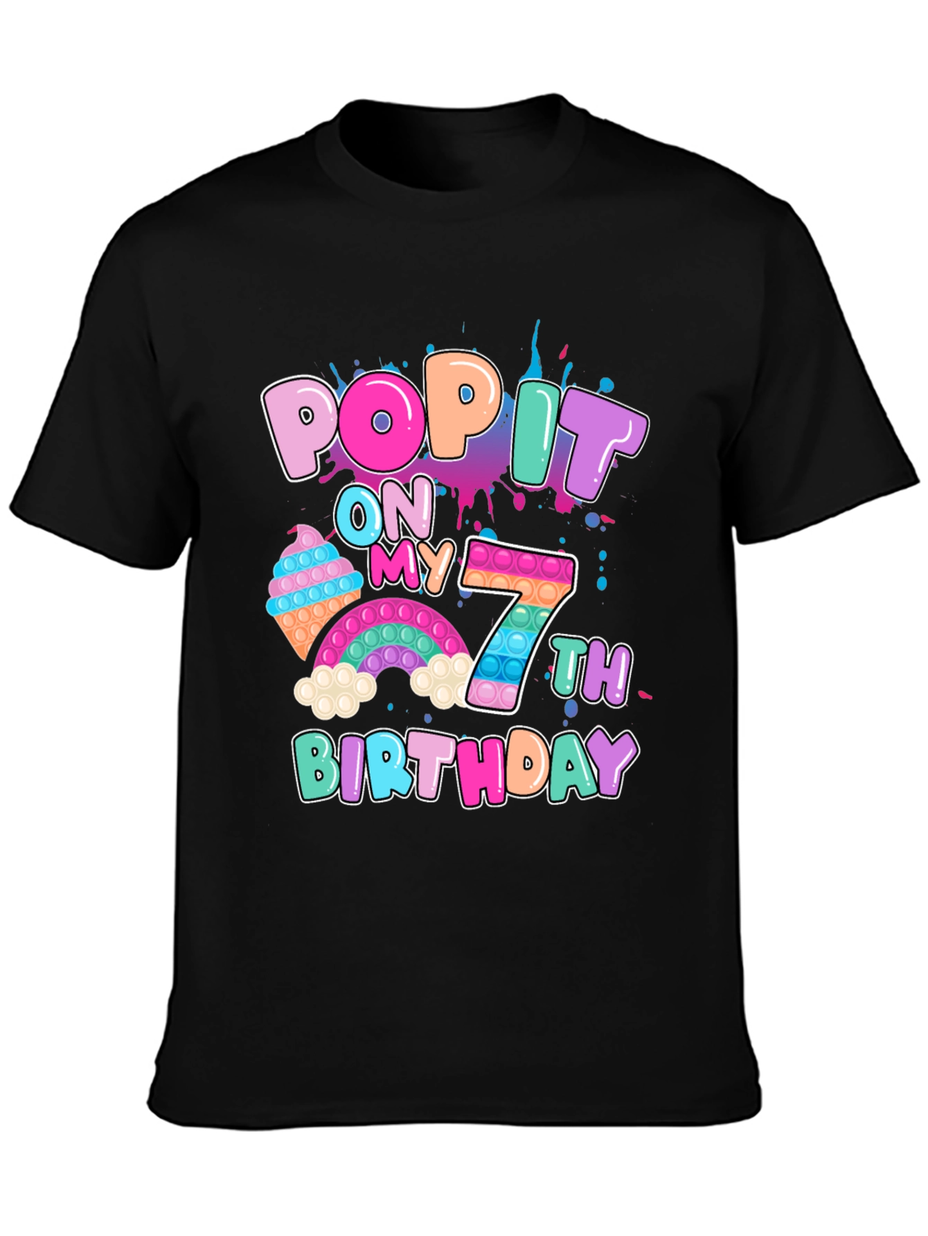 Black Pop It On My 7th Birthday T-Shirt view 3