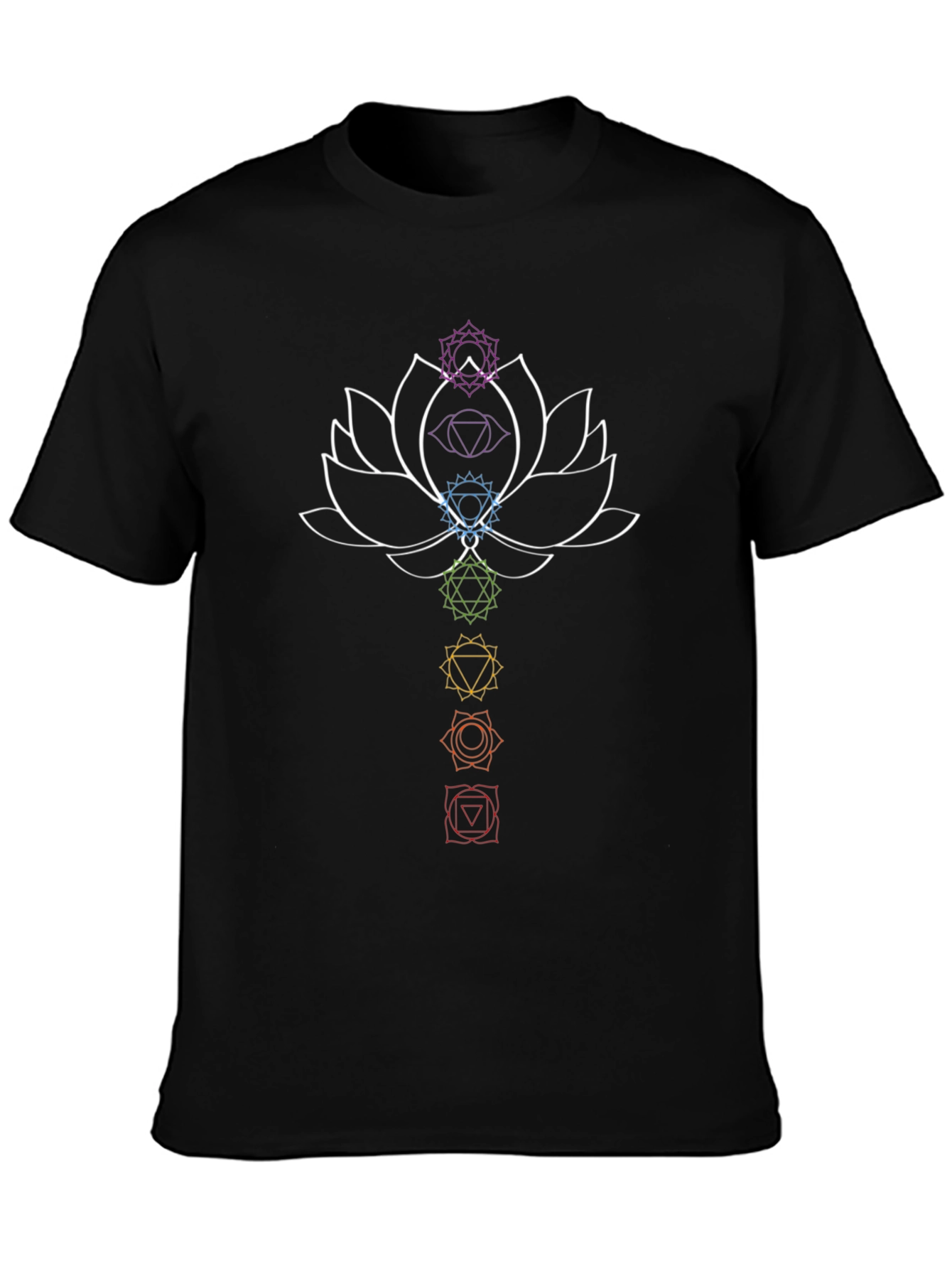 Black Chakra Lotus Graphic T-Shirt - Spiritual Design view 3