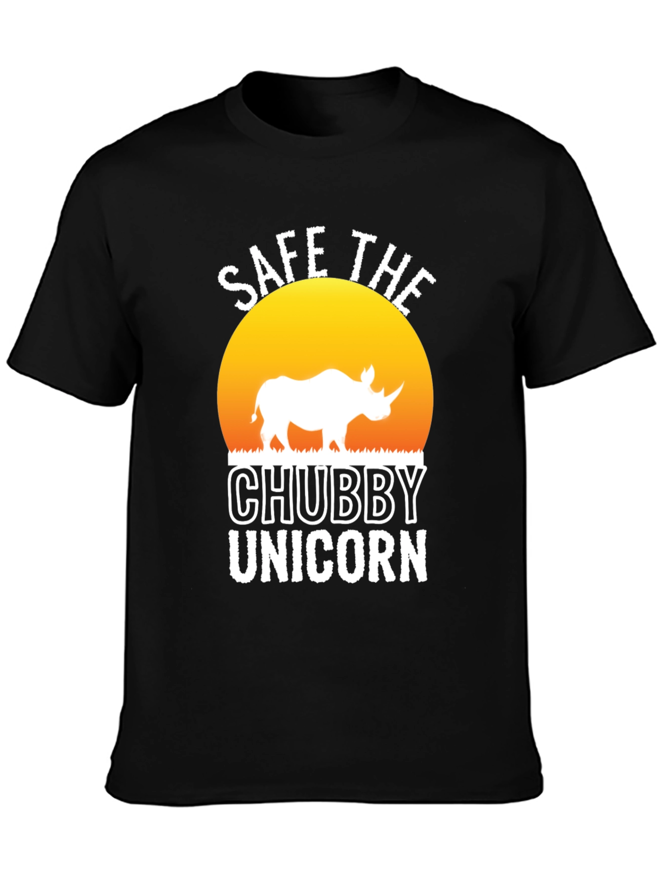 Black Save the Chubby Unicorn Black T-Shirt view 3