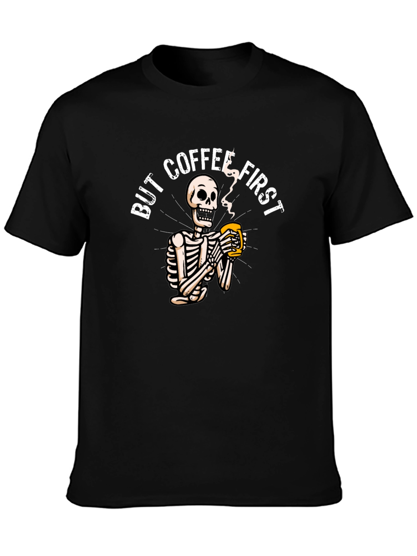 Black But Coffee First Skeleton Graphic Tee view 3