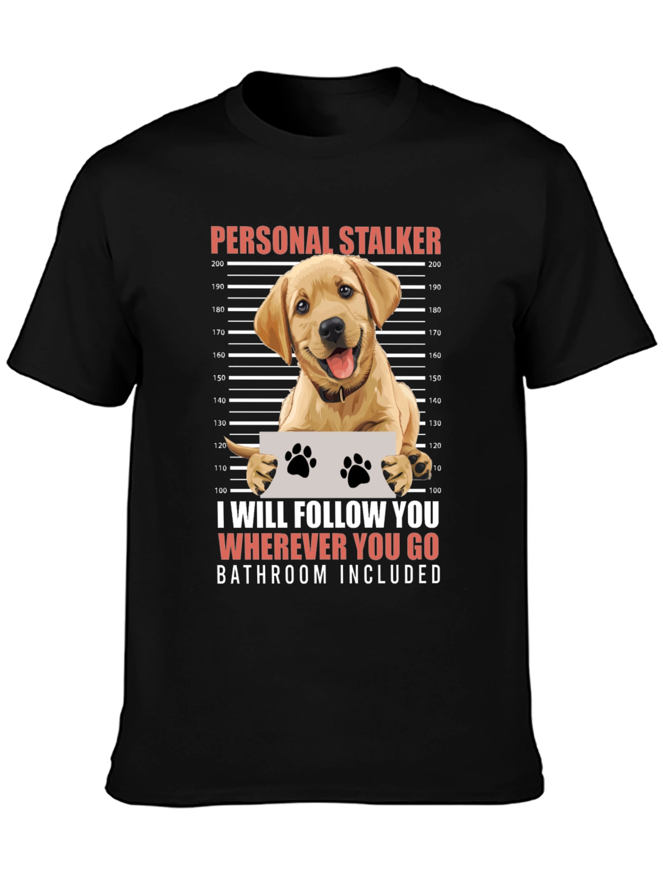 Black Personal Stalker Dog Humor Graphic Tee view 3