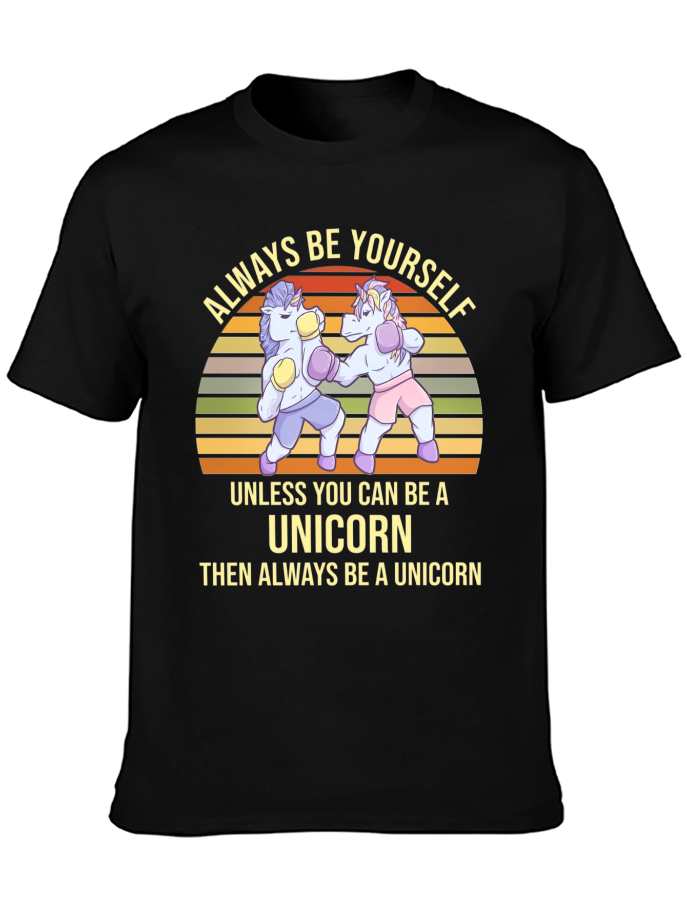 Black Always Be Yourself Unicorn Boxing Graphic Tee view 3