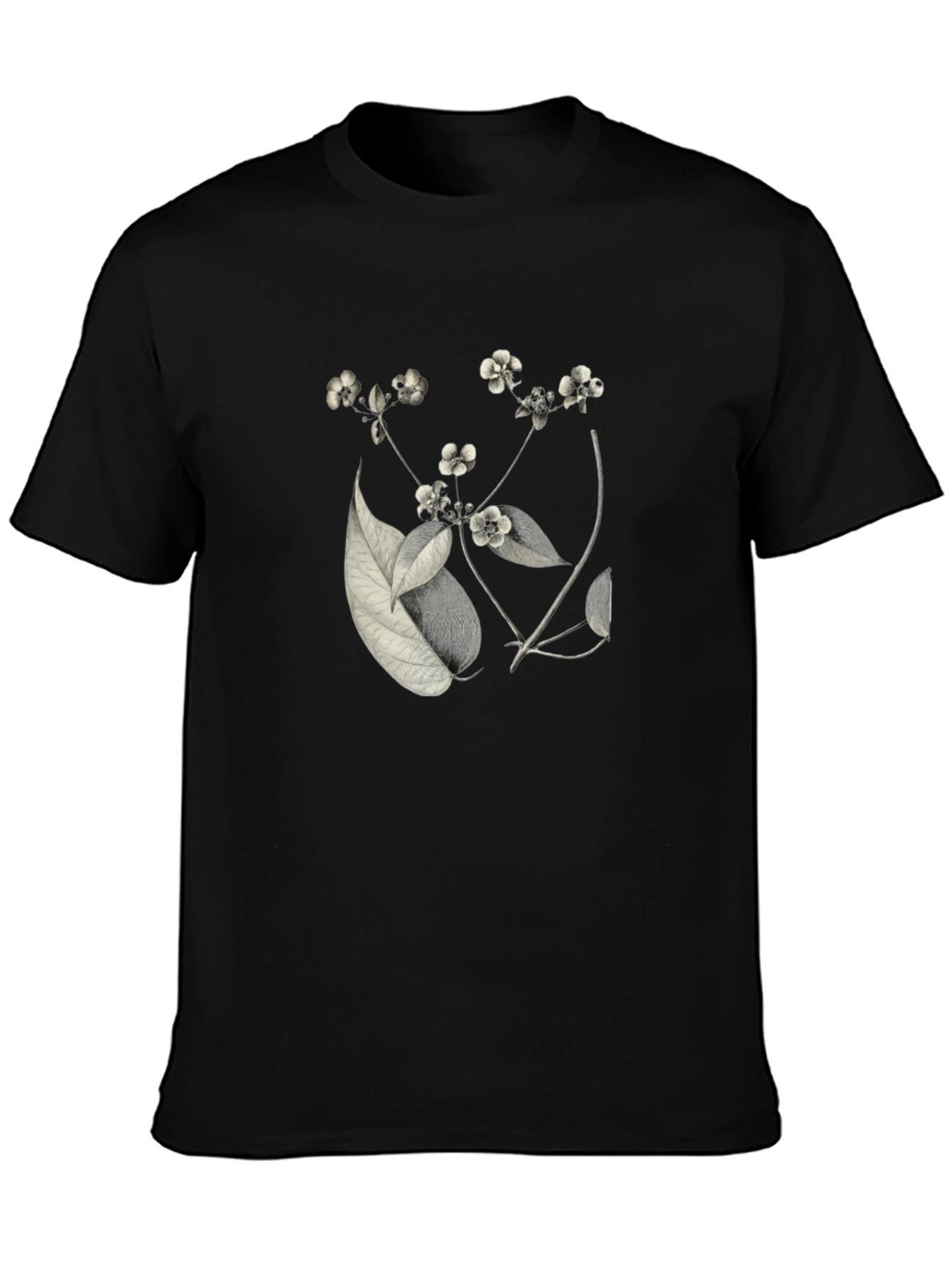 Black Botanical Print Black T-Shirt view 3