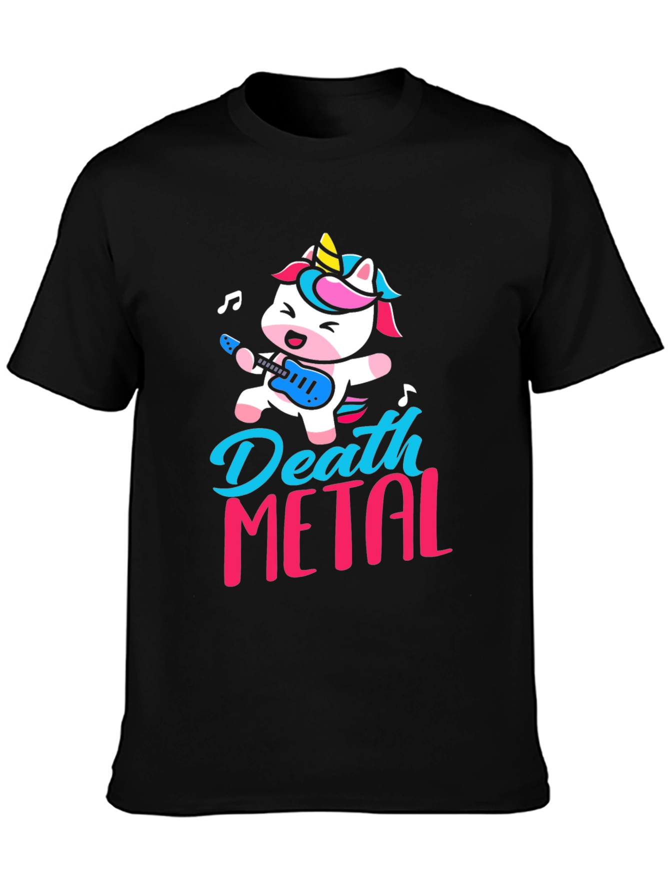 Black Death Metal Unicorn Graphic T-Shirt view 3