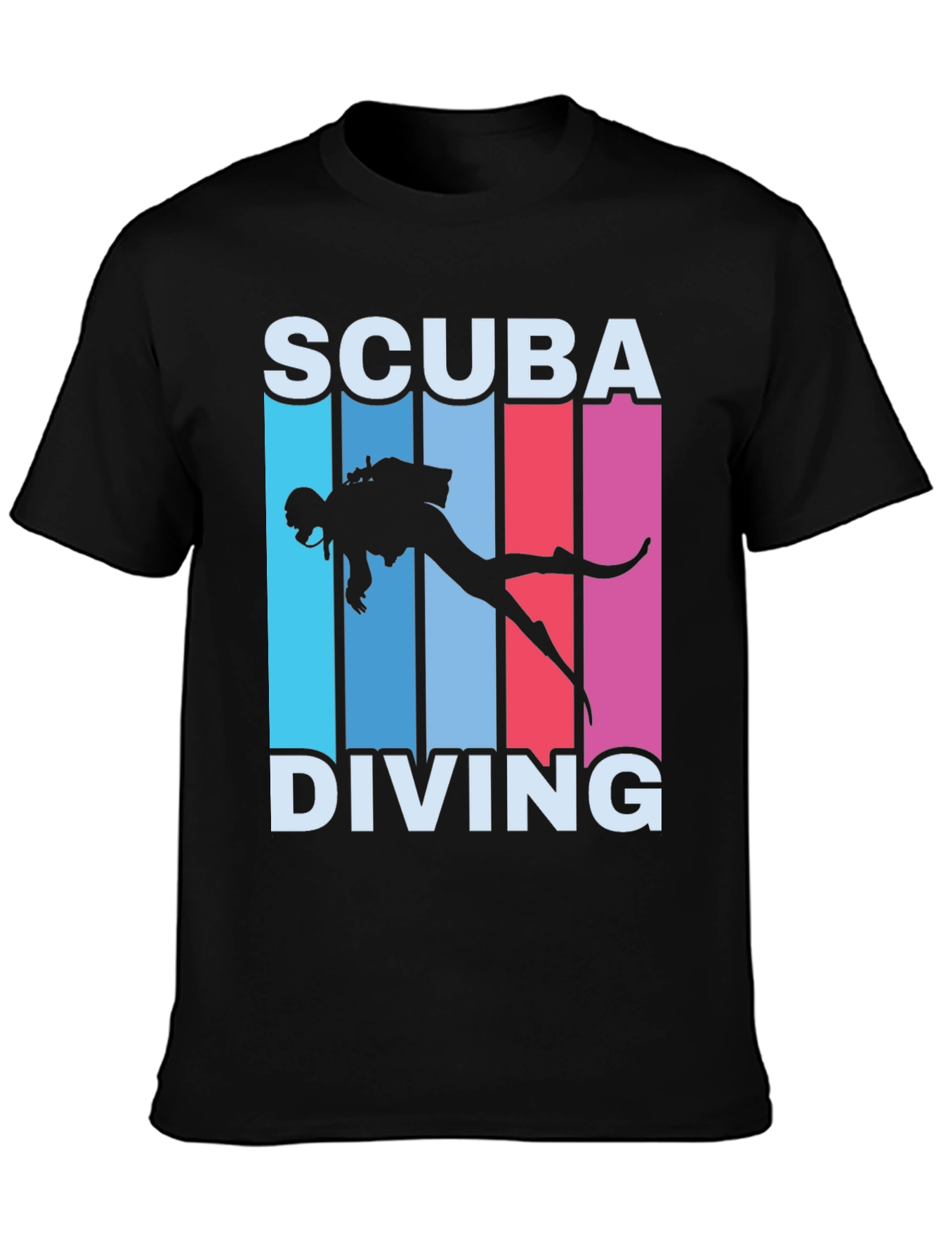 Black Scuba Diving Retro T-Shirt view 3