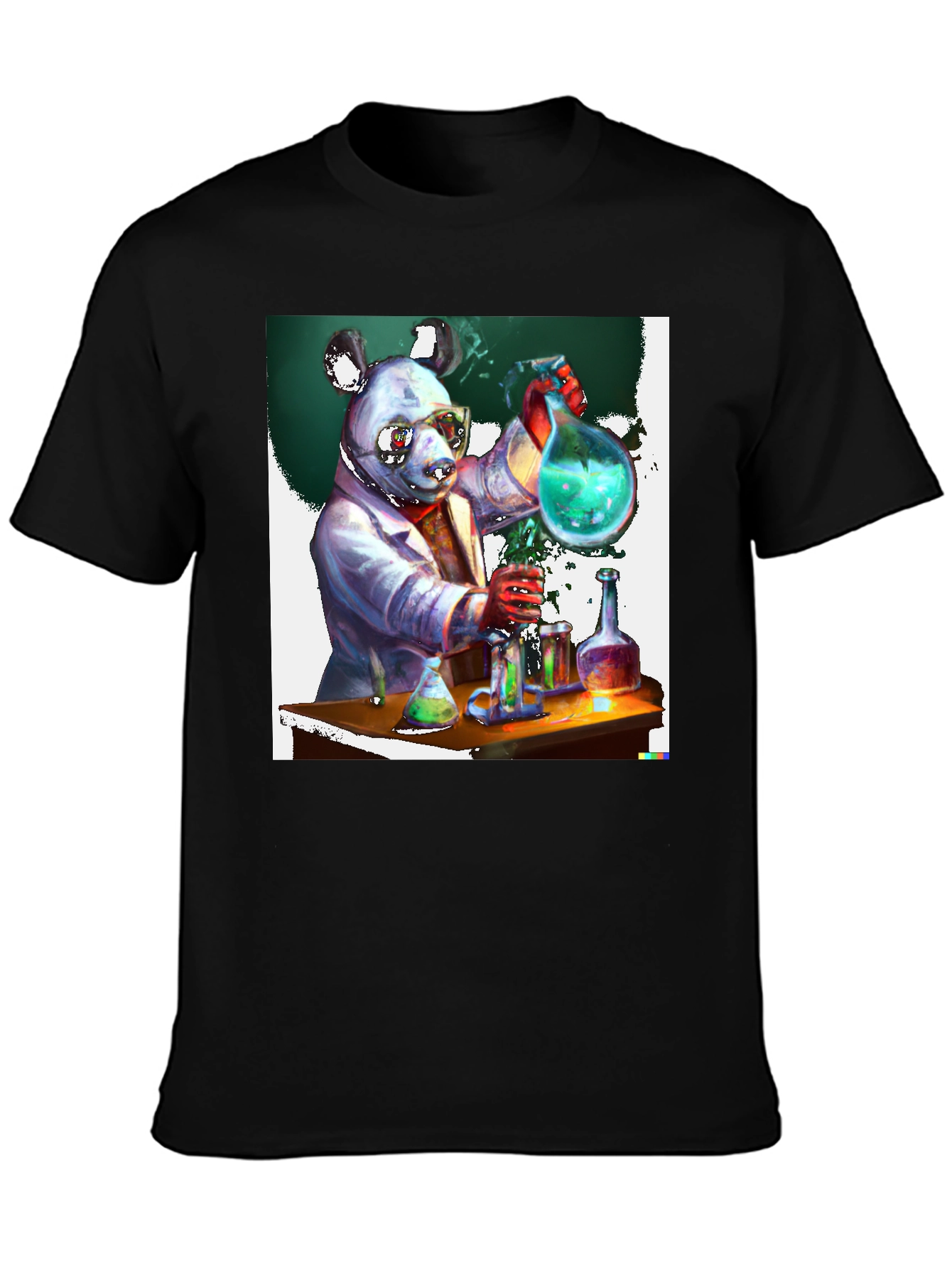 Black Scientist Panda Graphic Tee - Quirky & Unique view 3