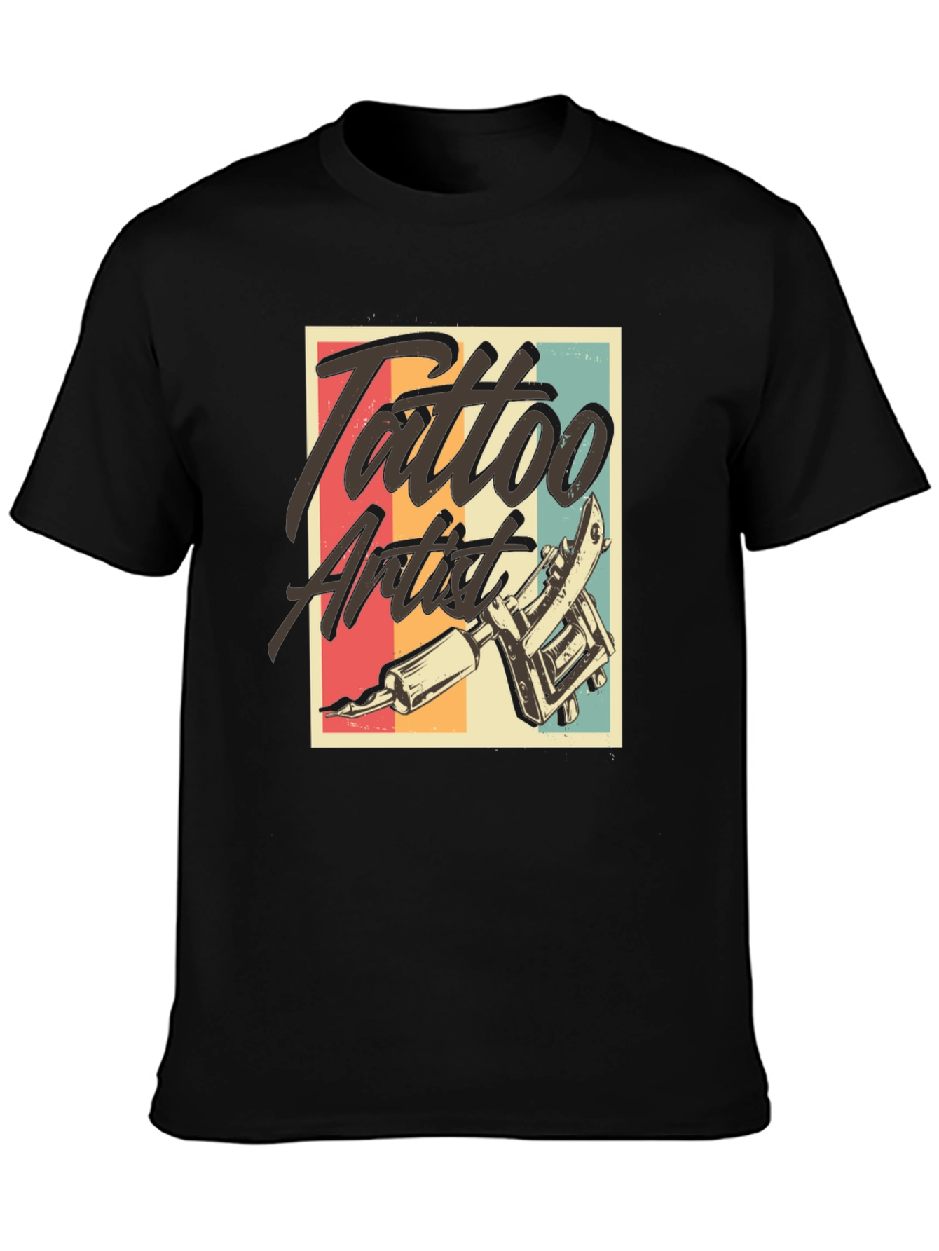 Black Tattoo Artist Graphic Tee - Vintage Style Black T-Shirt view 3