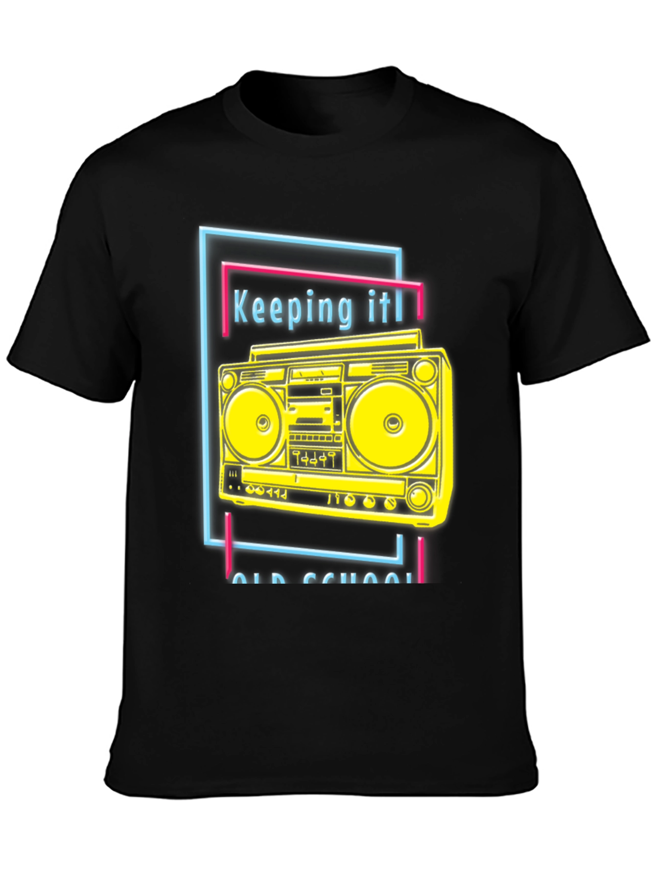 Black Retro Boombox Graphic Tee - Keeping It Old School view 3