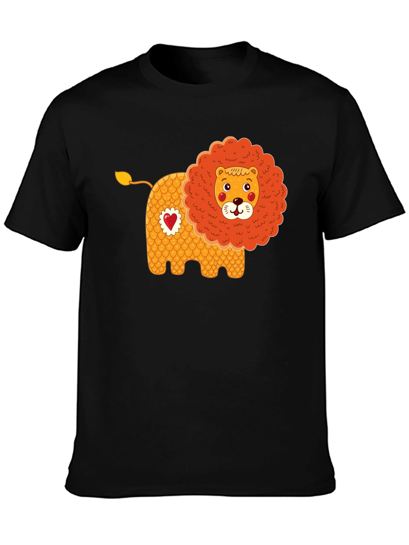 Black Cute Cartoon Lion Graphic Tee - Black view 3