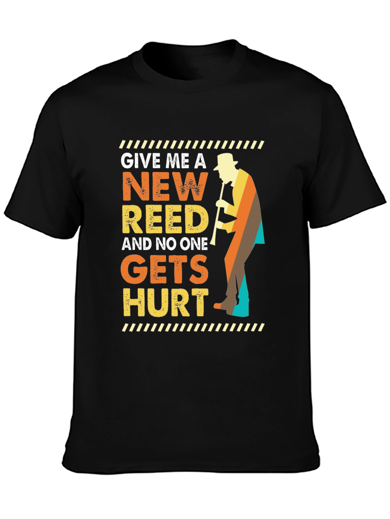 Black New Reed T-Shirt Musician Humor view 3
