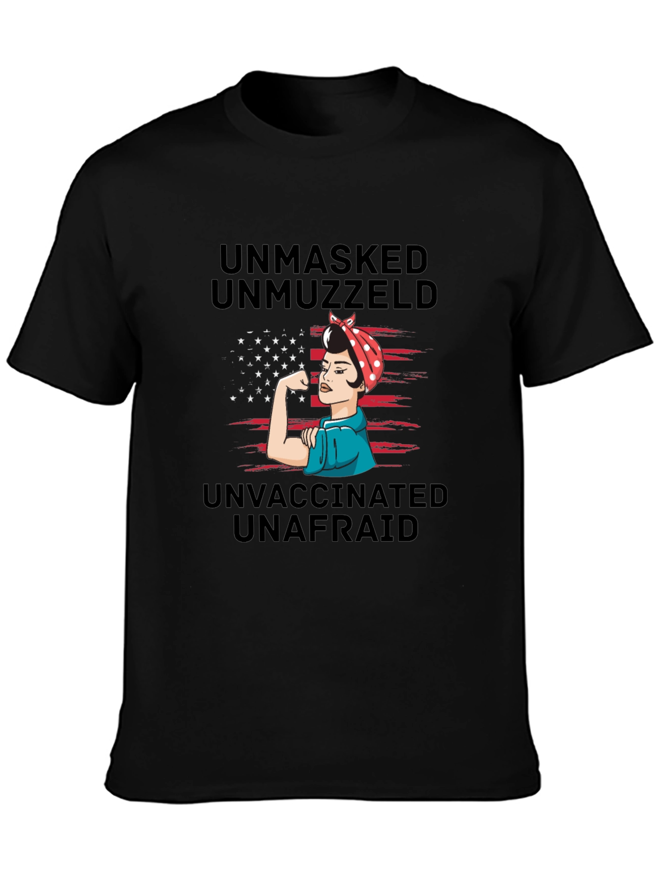 Black Unmasked Unmuzzled Unafraid Graphic Tee view 3