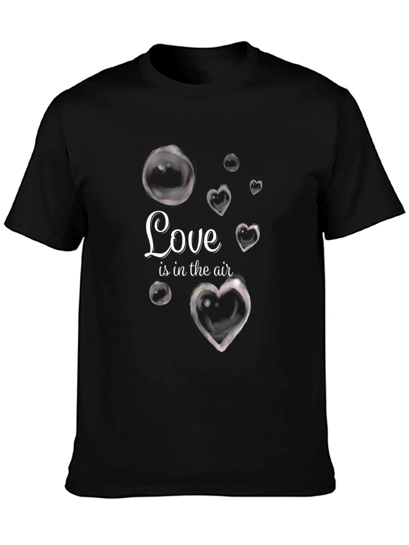 Black Love is in the Air T-Shirt - Romantic Heart Design view 3