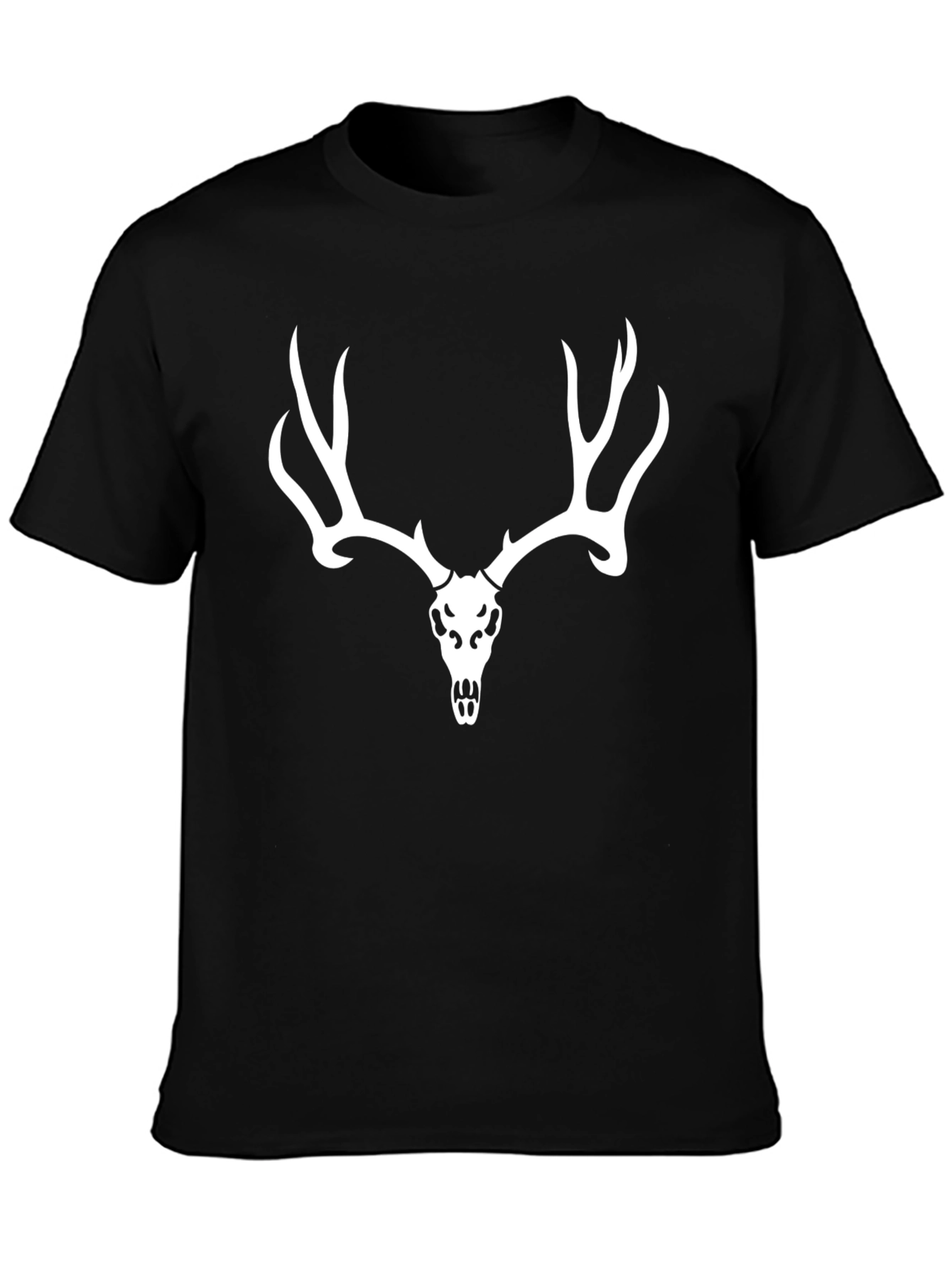 Black Deer Skull T-Shirt - Black Cotton Tee view 3