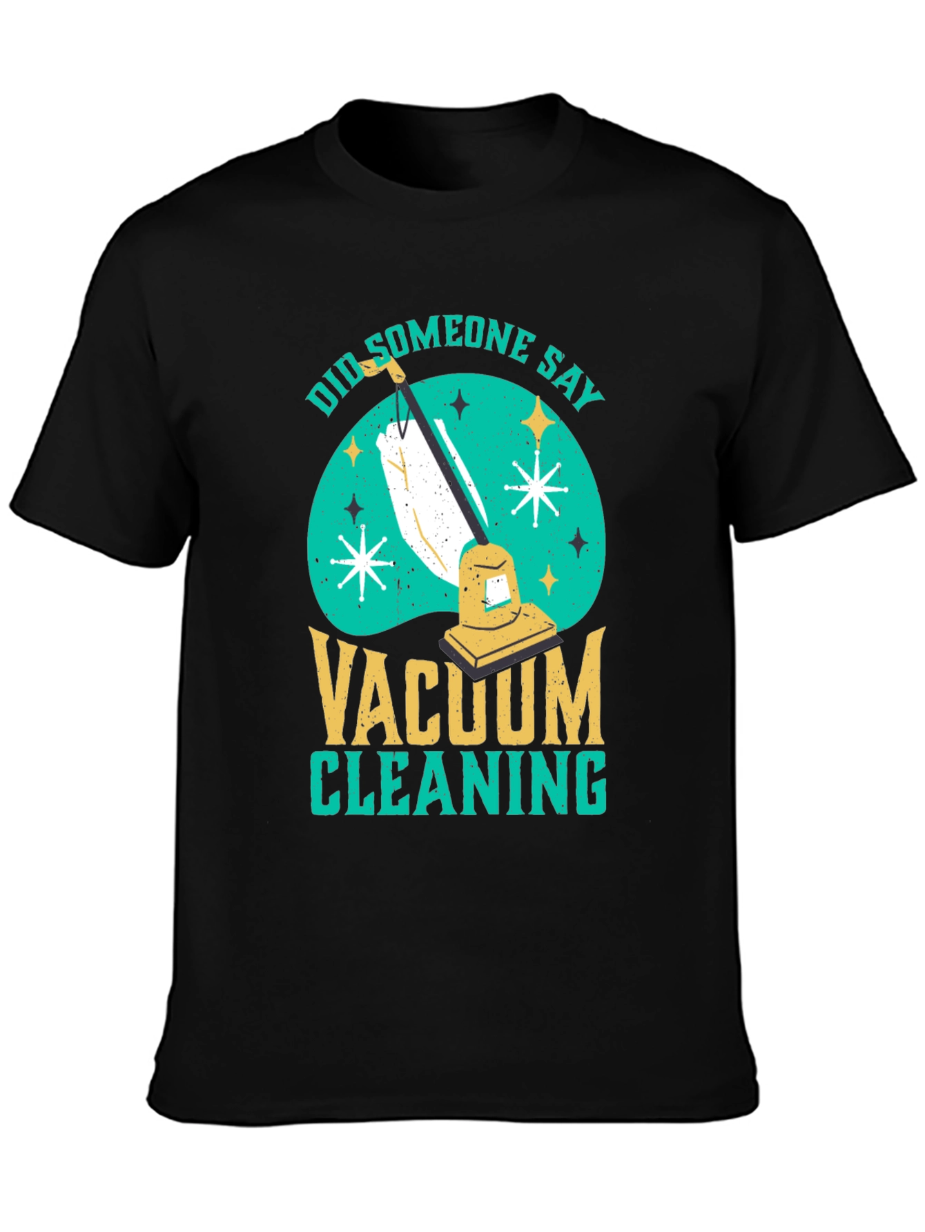 Black Funny Vacuum Cleaning T-Shirt view 3