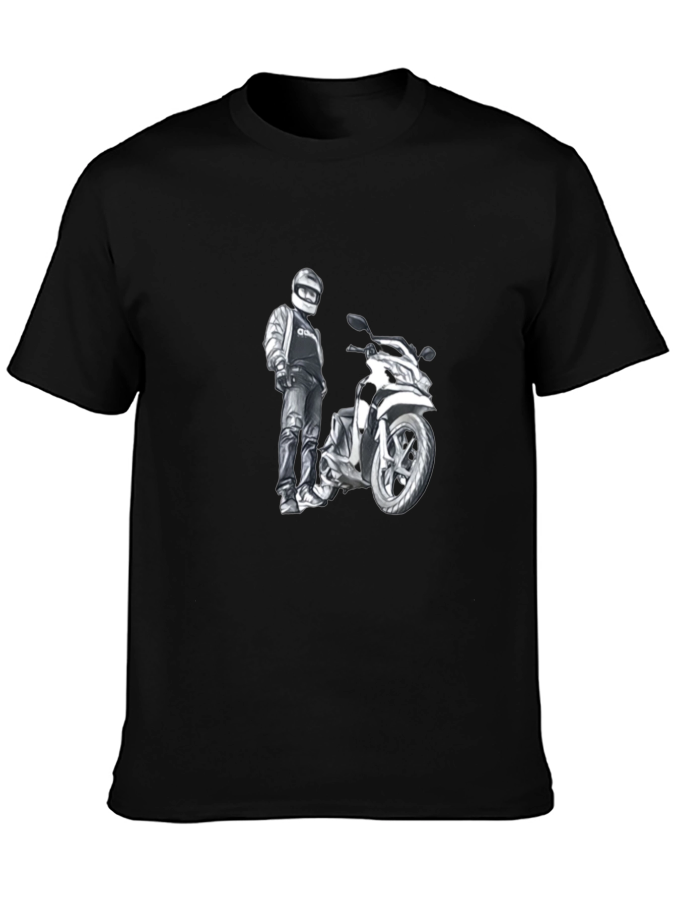 Black Motorcycle Graphic Tee - Black Cotton Comfort view 3