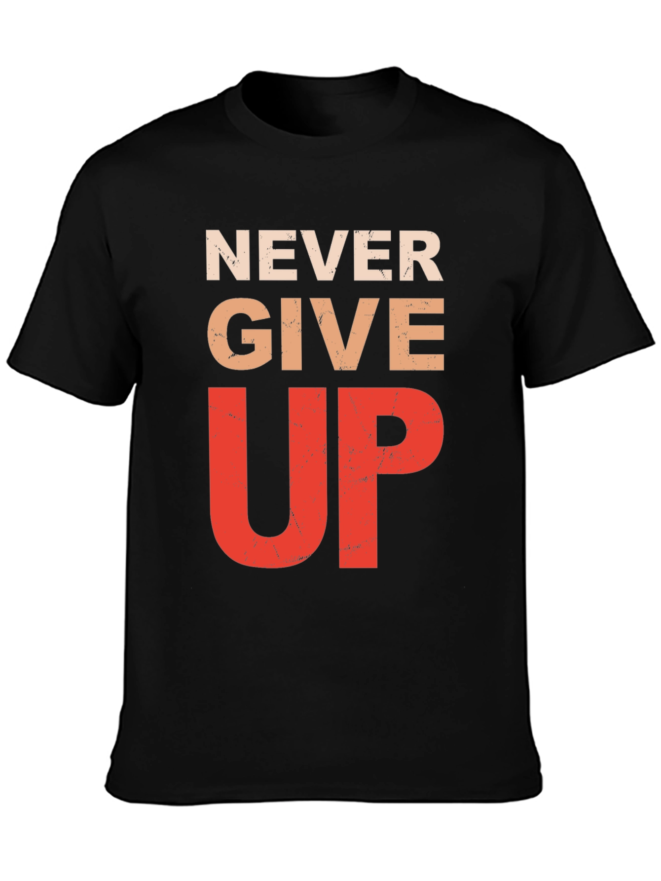 Black Never Give Up Graphic Tee - Inspirational Motivation Shirt view 3