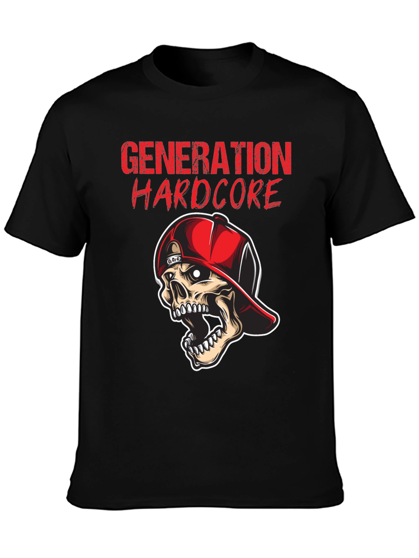 Black Generation Hardcore Skull Graphic Tee - Black Cotton T-Shirt view 3