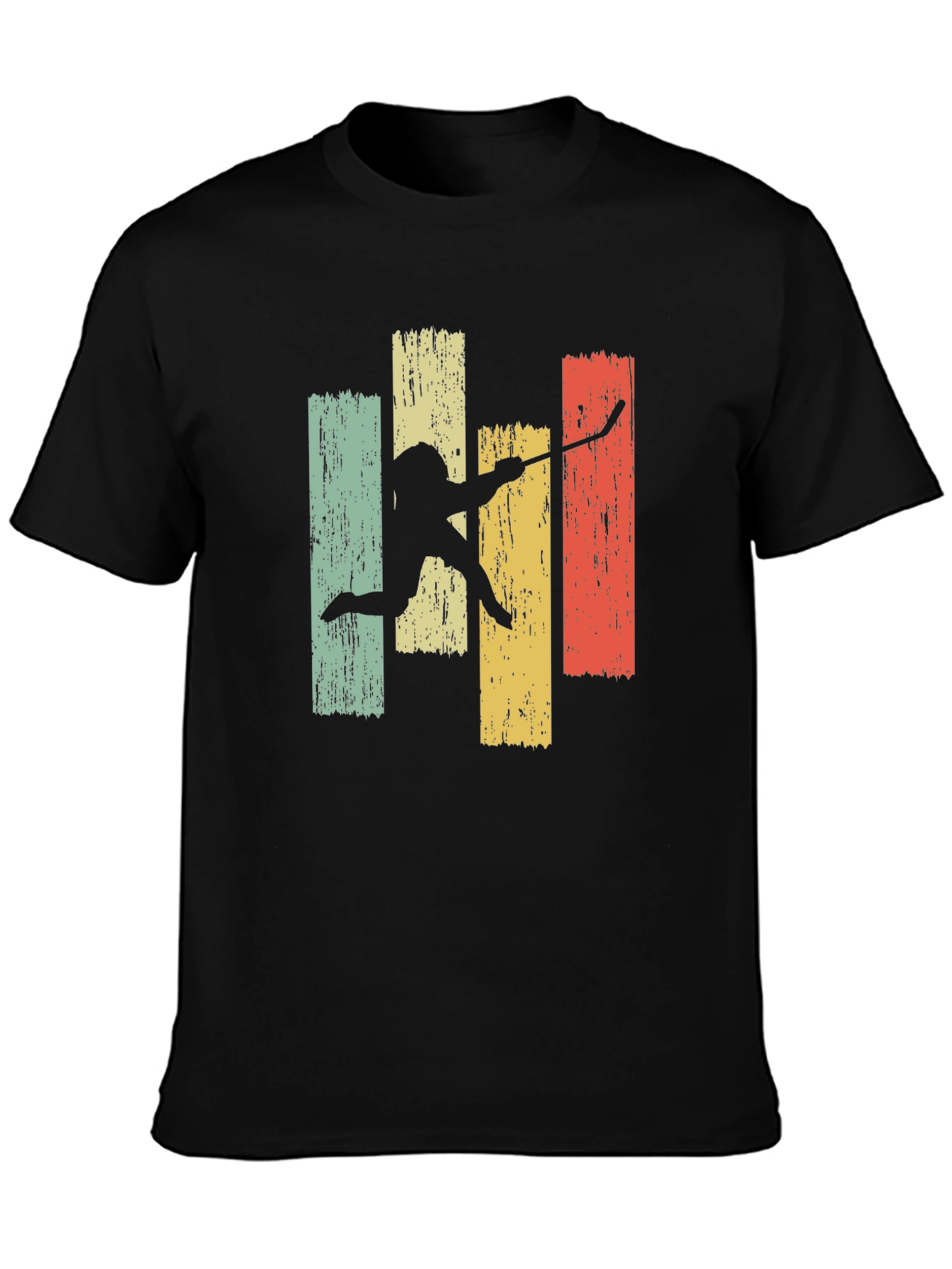 Black Retro Hockey Player Graphic Tee view 3