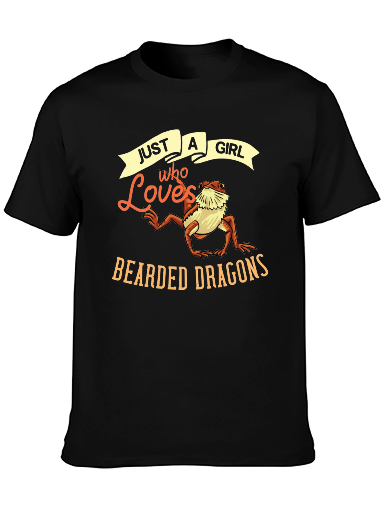 Black Just A Girl Who Loves Bearded Dragons T-Shirt view 3