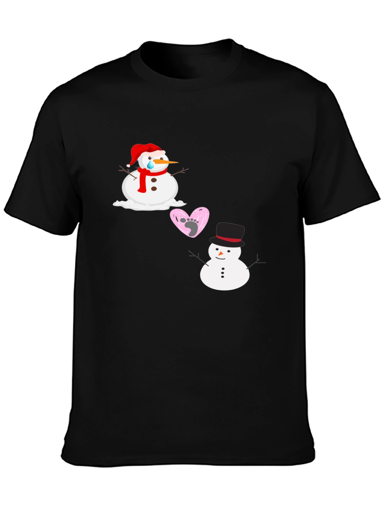 Black Sad Snowman T-Shirt view 3