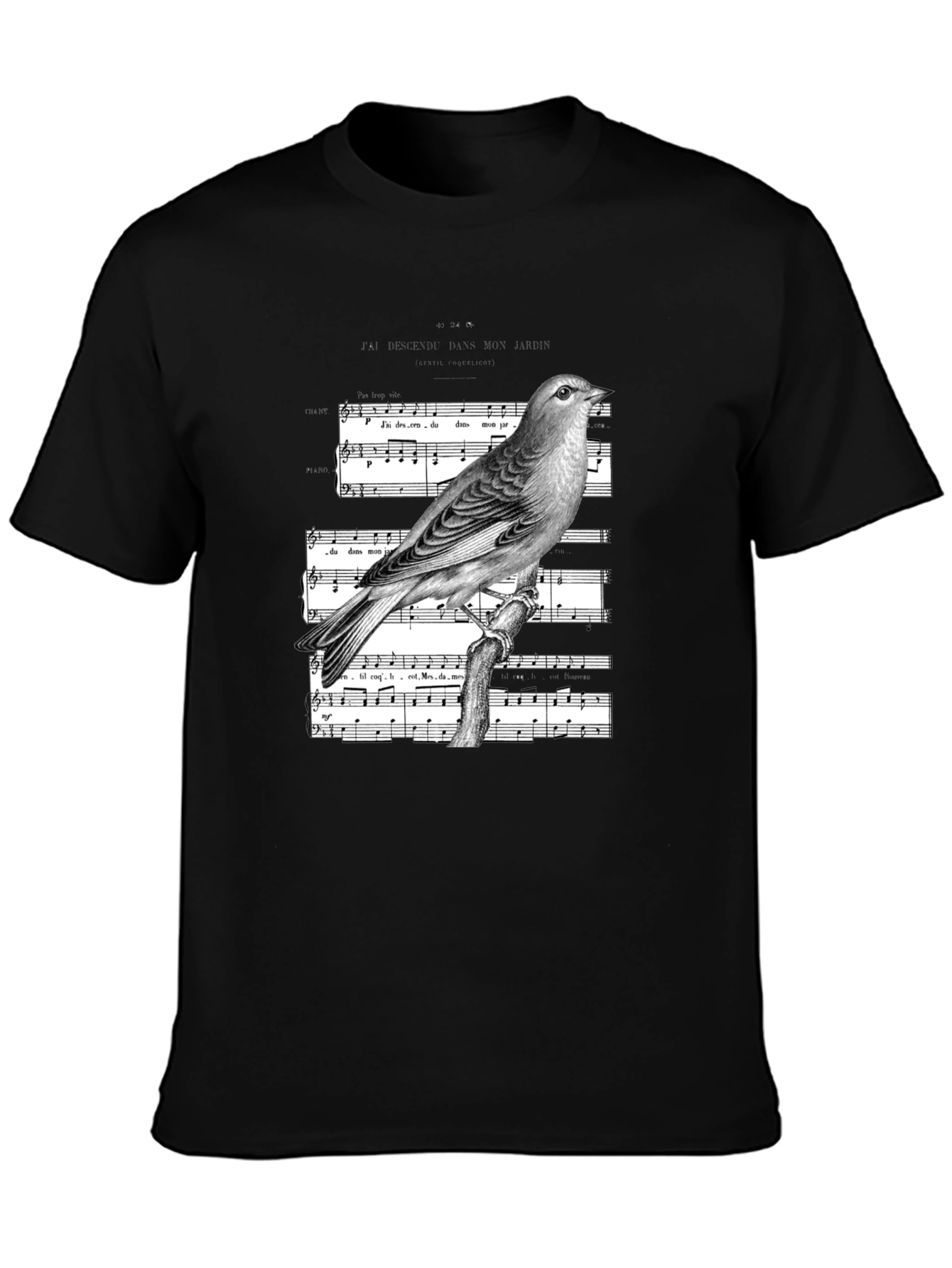 Black Bird on Sheet Music Graphic Tee - Classic Black view 3