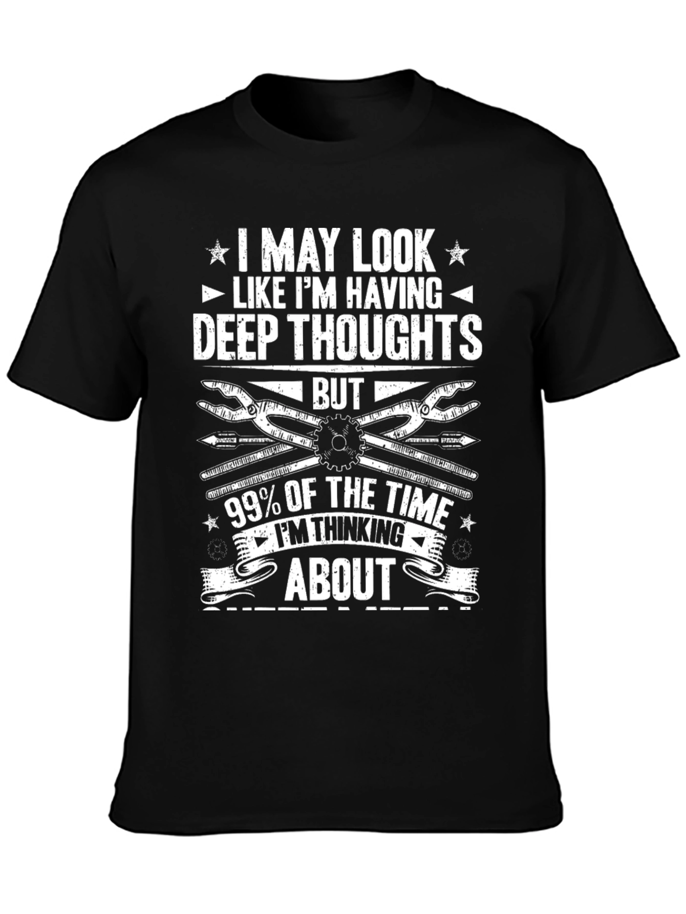 Black Deep Thoughts T-Shirt - Funny Mechanic Tee view 3