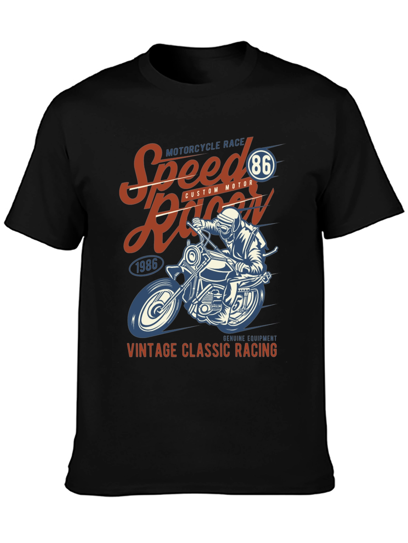 Black Vintage Motorcycle Racing Graphic T-Shirt view 3