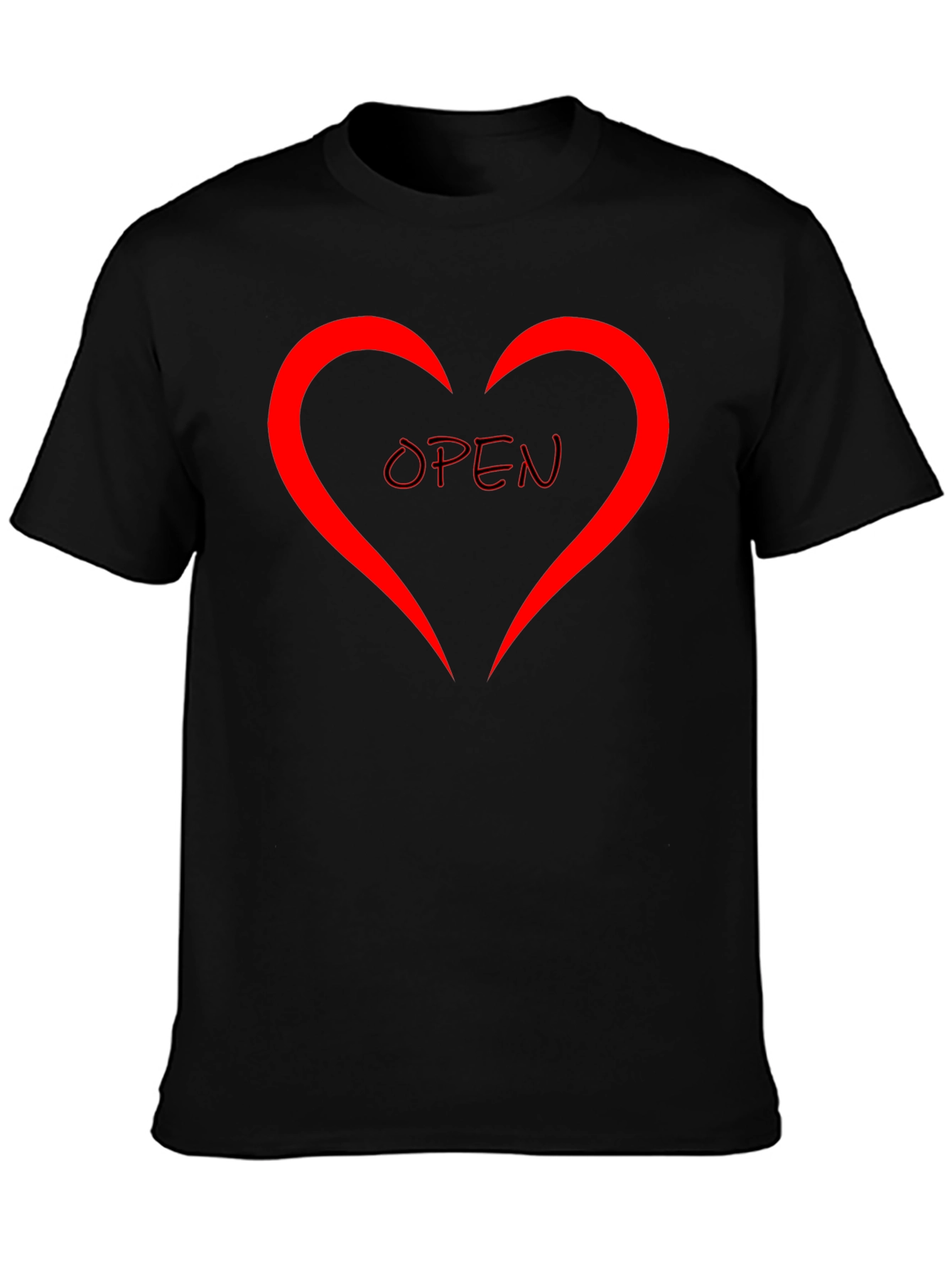 Black Open Heart Graphic Tee - Stylish Black Cotton Shirt view 3