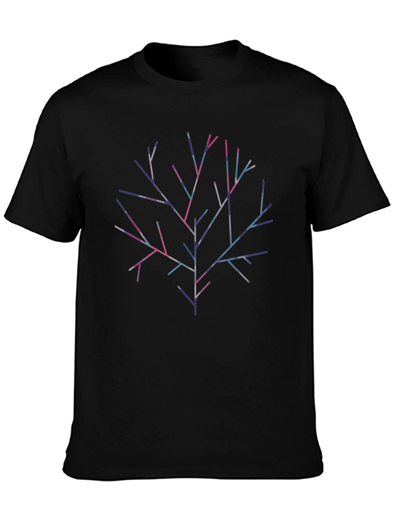 Black Geometric Branch Graphic Tee - Modern Abstract Design view 3